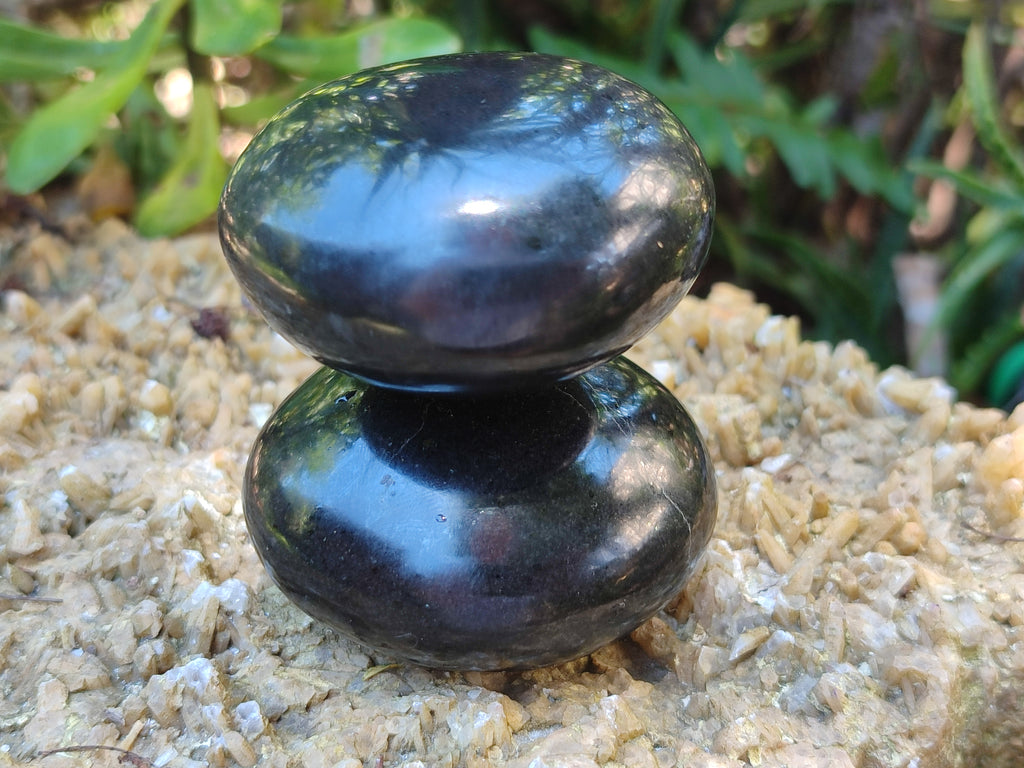 Polished Black Basalt Palm Stones x 12 From Antsirabe, Madagascar - Toprock Gemstones and Minerals 
