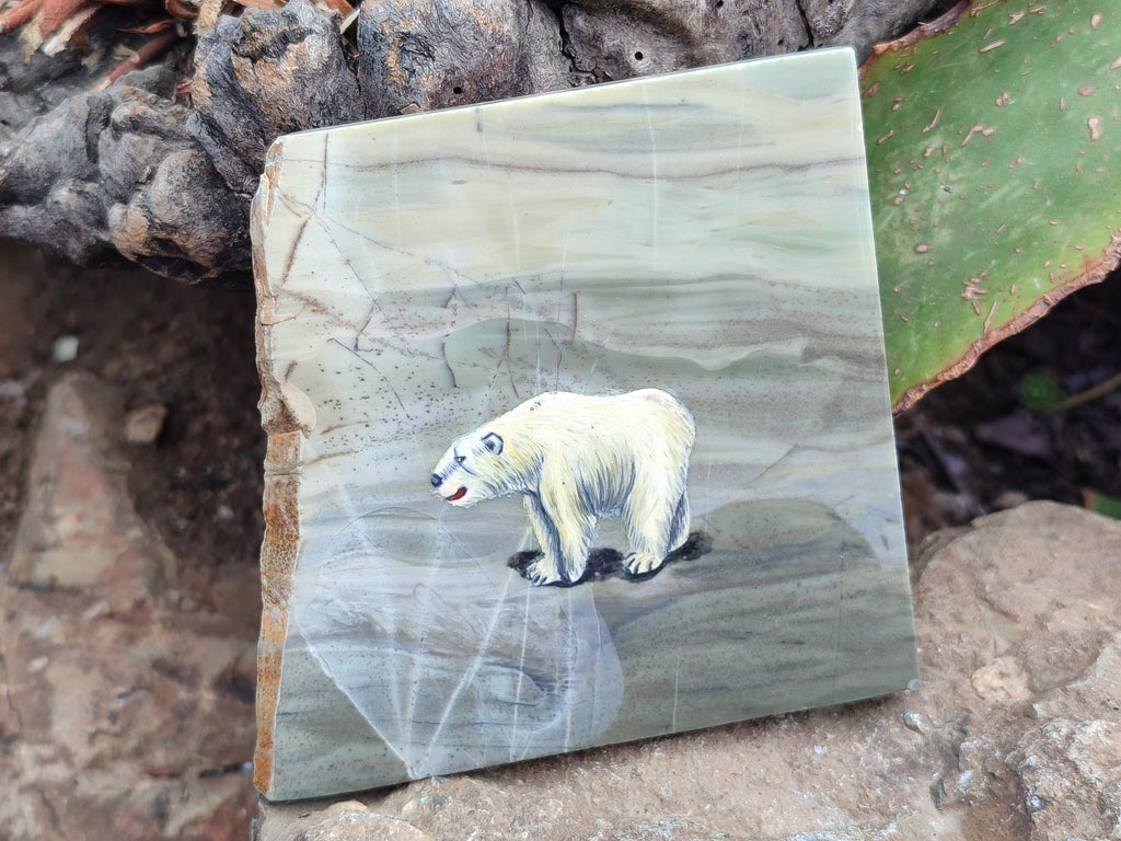 Hand Made Animal Decoupage Stone Slabs x 3 From Southern Africa - Toprock Gemstones and Minerals 