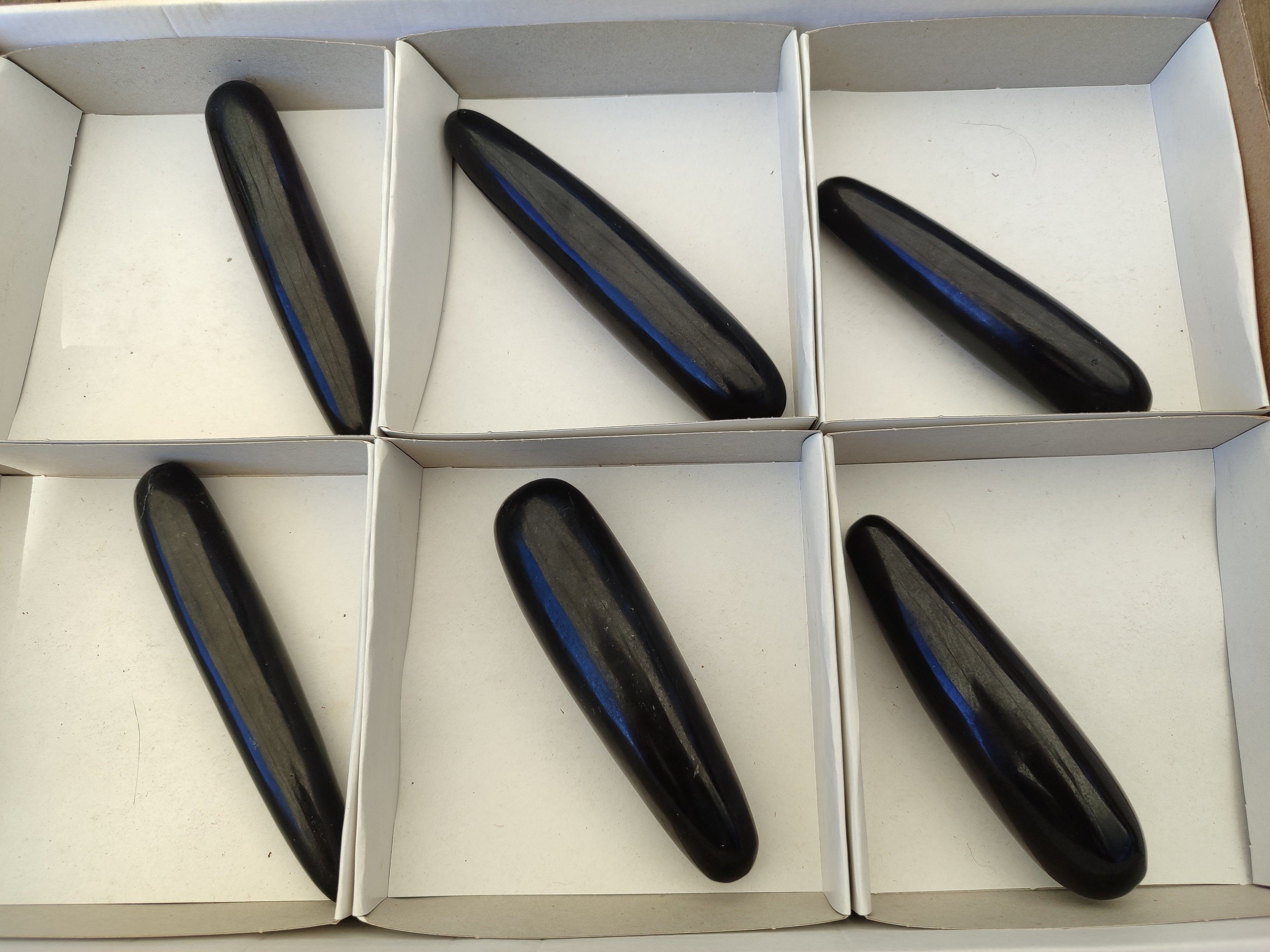 Polished Black Basalt Massage Wands x 6 From Madagascar - Toprock Gemstones and Minerals 