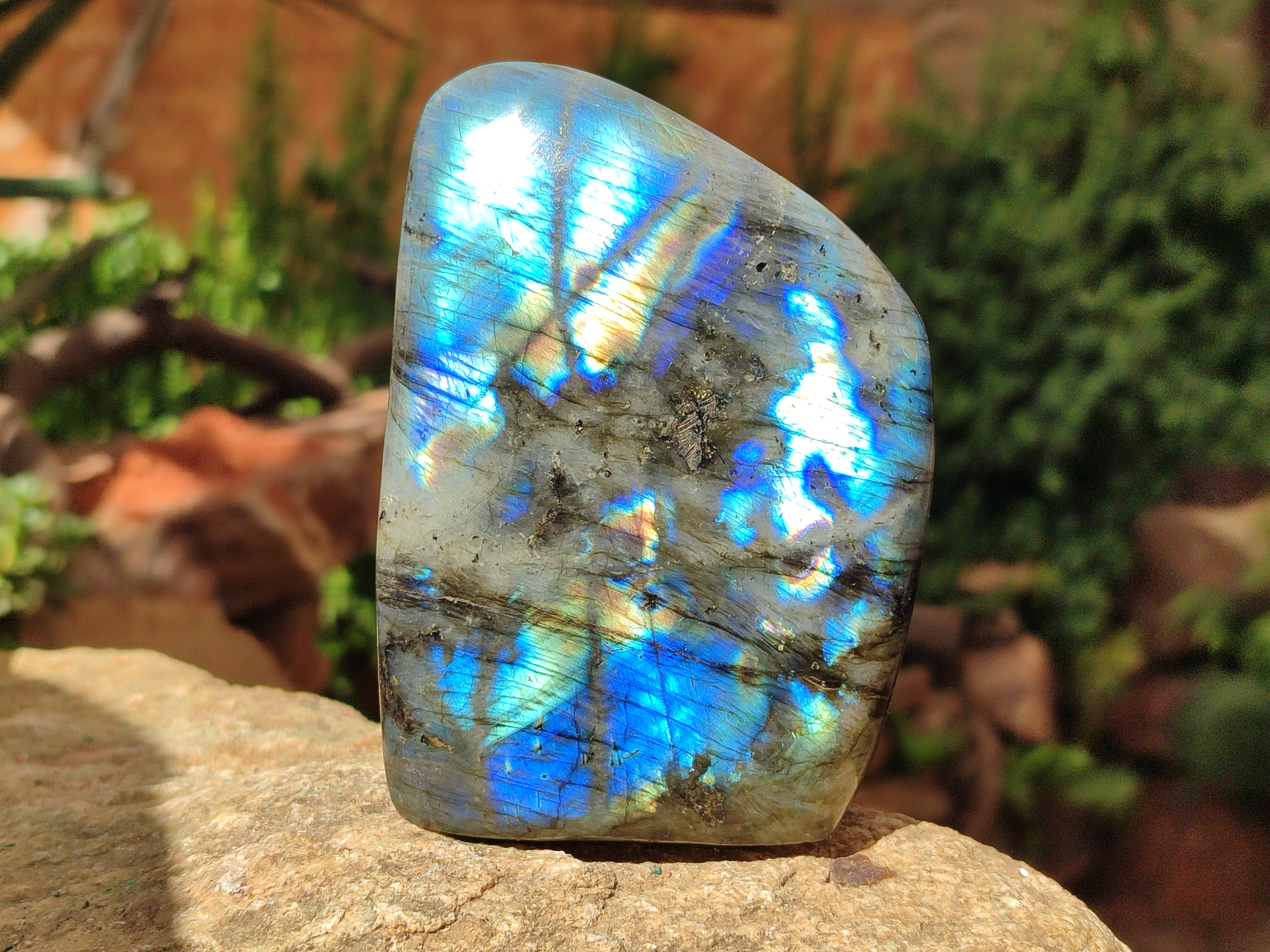 Polished Labradorite Standing Free Forms x 3 From Tulear, Madagascar - Toprock Gemstones and Minerals 