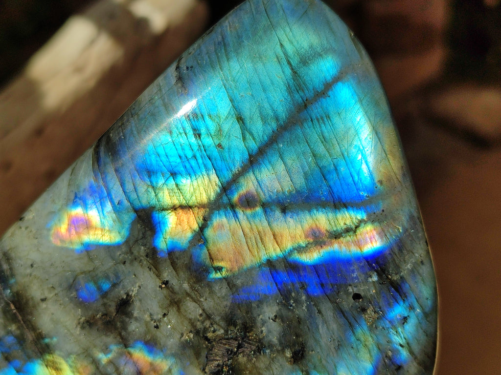 Polished Labradorite Standing Free Forms x 3 From Tulear, Madagascar - Toprock Gemstones and Minerals 