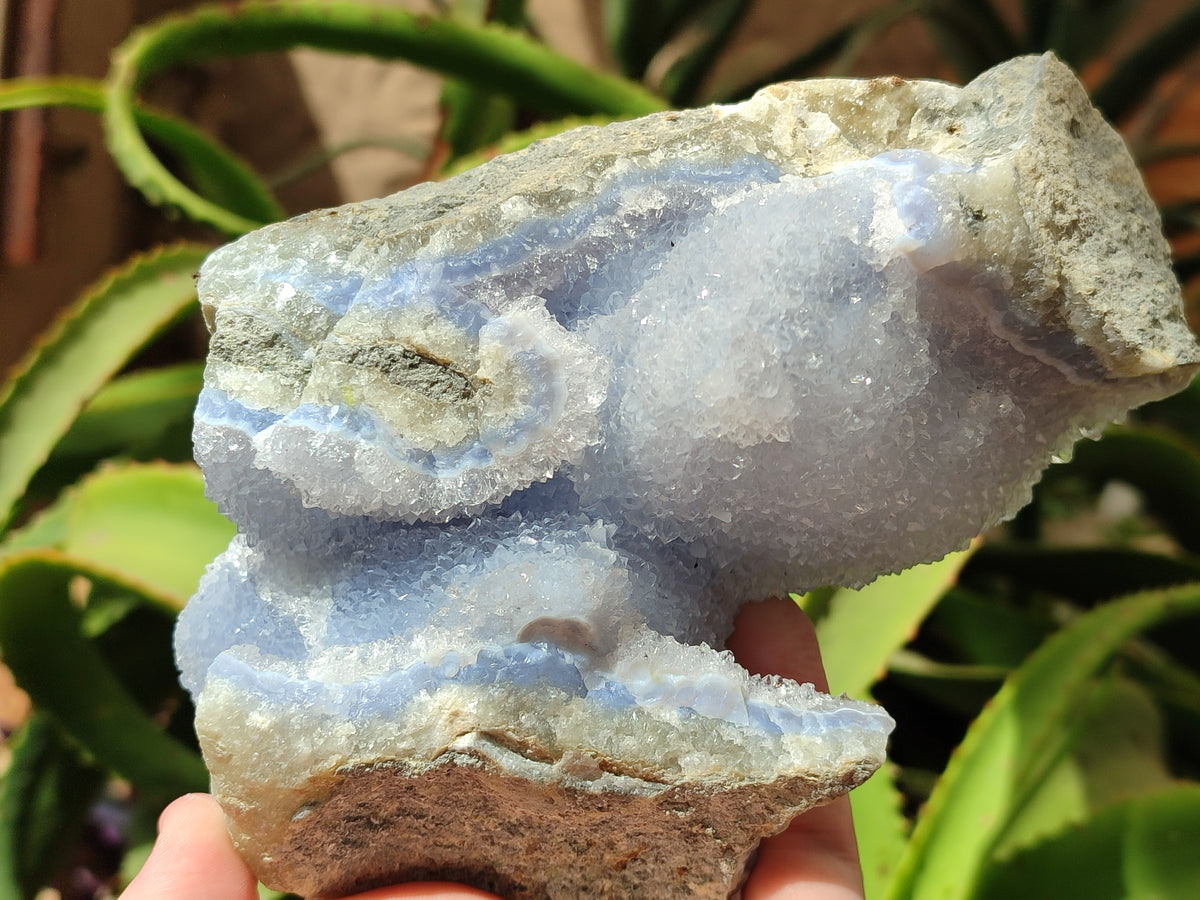 Natural Blue Lace Agate Geode Specimens x 3 From Nsanje, Malawi - Toprock Gemstones and Minerals 