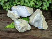 Natural Blue Lace Agate Geode Specimens x 3 From Nsanje, Malawi - Toprock Gemstones and Minerals 