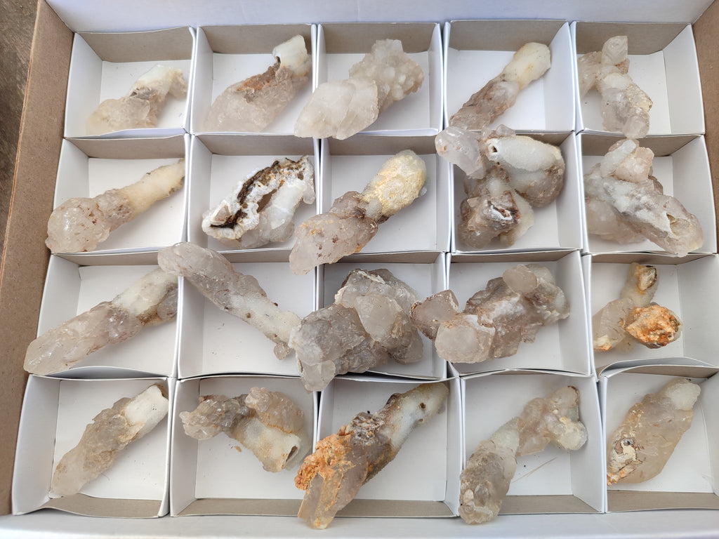 Natural Drusy Quartz Coated Calcite Pseudomorph Specimens x 20 From Alberts Mountain, Lesotho - Toprock Gemstones and Minerals 