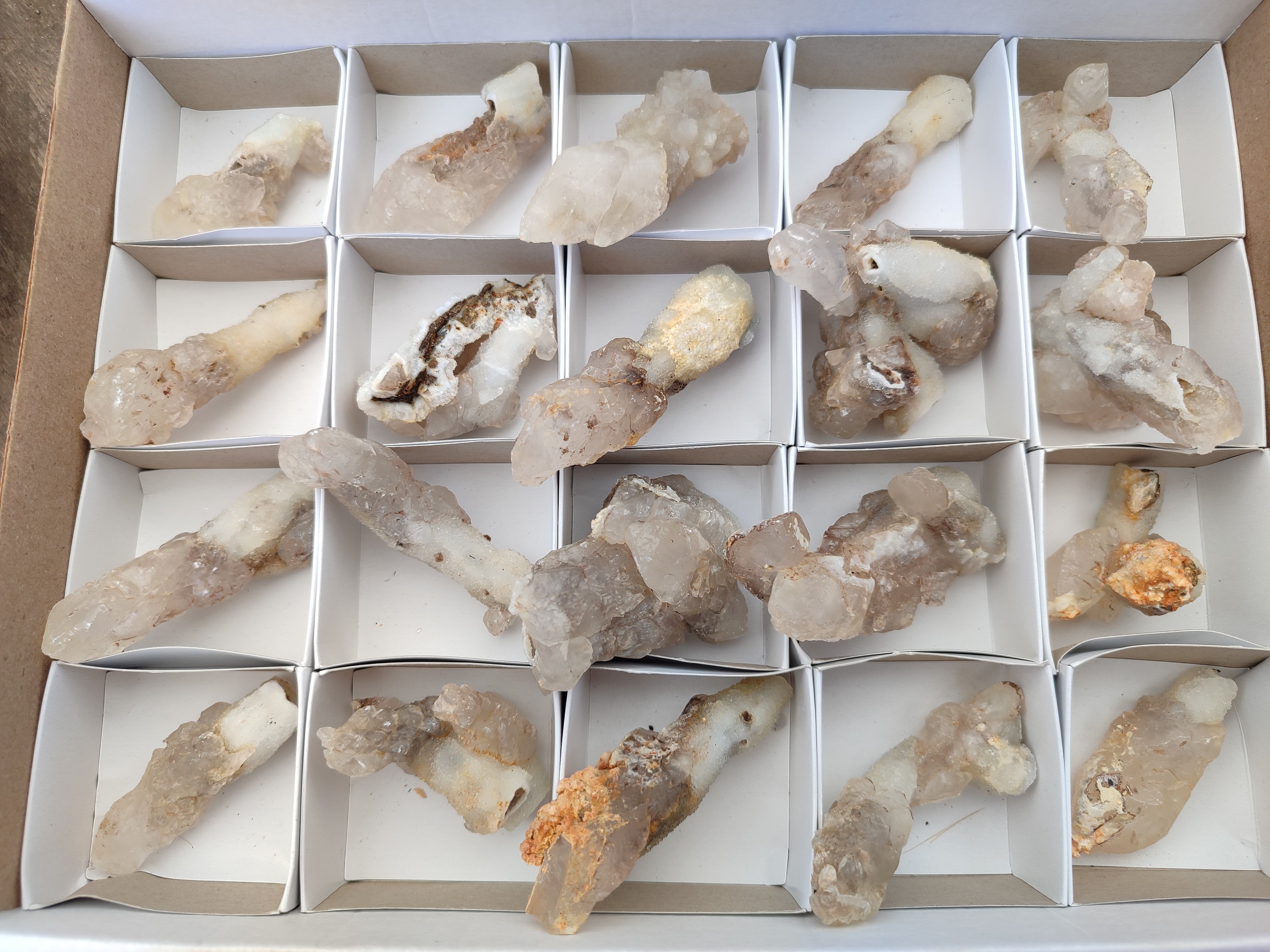 Natural Drusy Quartz Coated Calcite Pseudomorph Specimens x 20 From Alberts Mountain, Lesotho - Toprock Gemstones and Minerals 