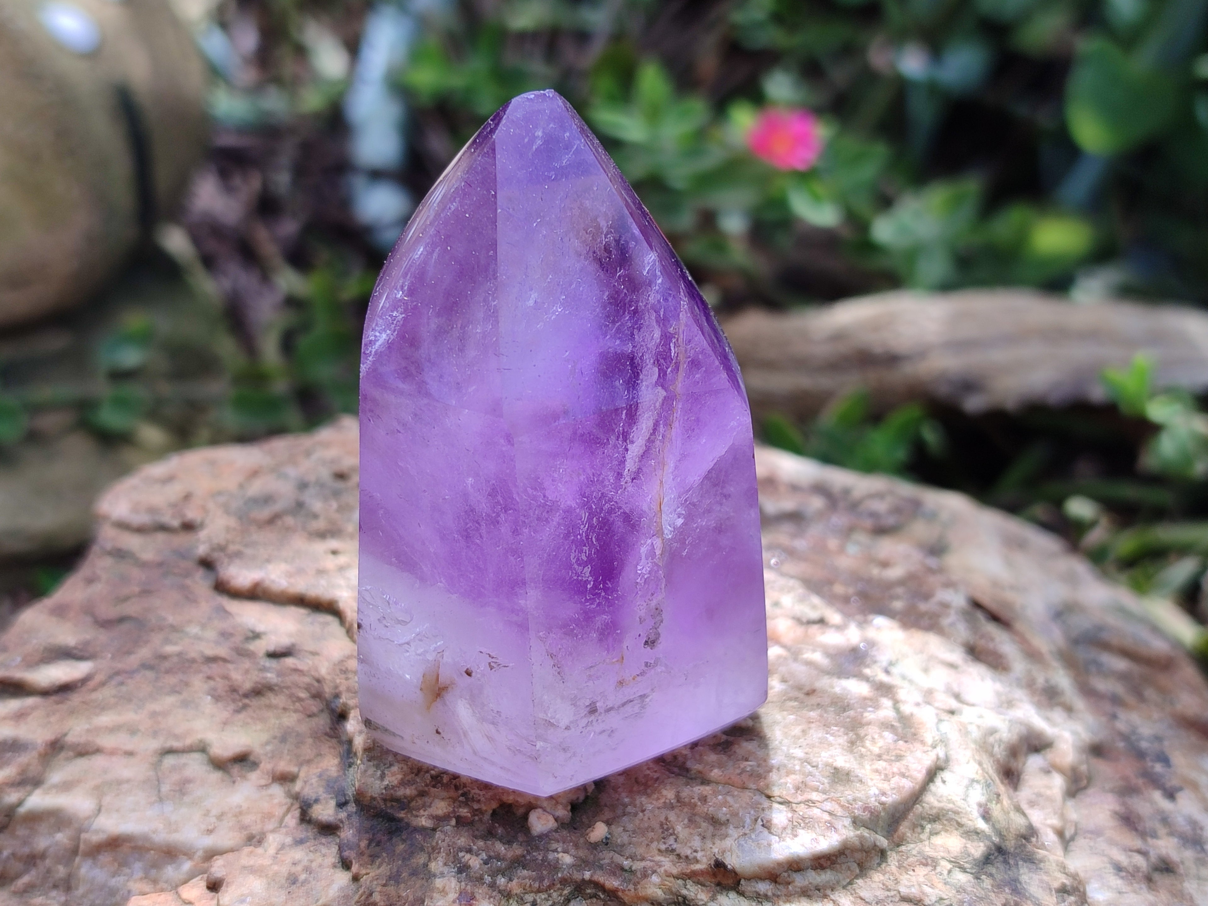 Polished Smokey Window Amethyst Quartz Crystals x 12 From Akansobe, Madagascar - Toprock Gemstones and Minerals 