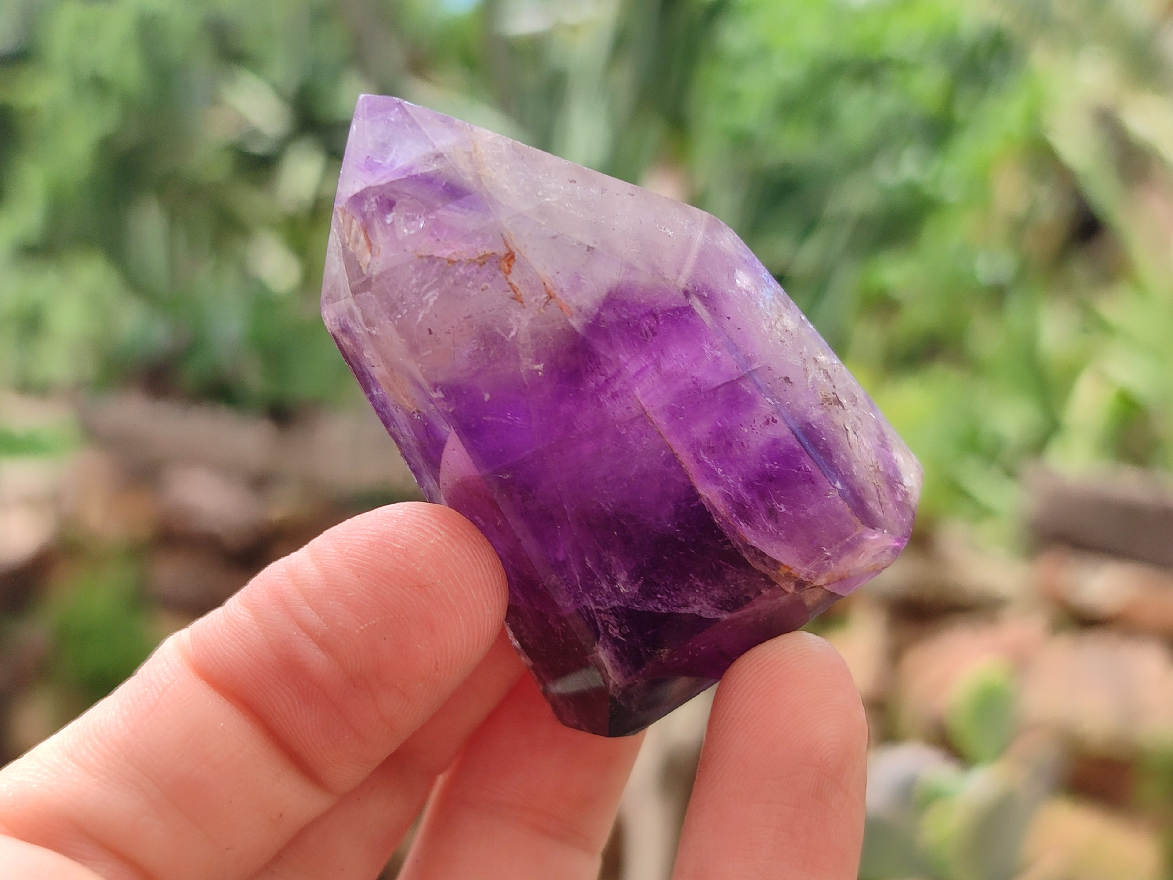 Polished Smokey Window Amethyst Quartz Crystals x 12 From Akansobe, Madagascar - Toprock Gemstones and Minerals 