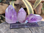 Polished Smokey Window Amethyst Quartz Crystals x 12 From Akansobe, Madagascar - Toprock Gemstones and Minerals 