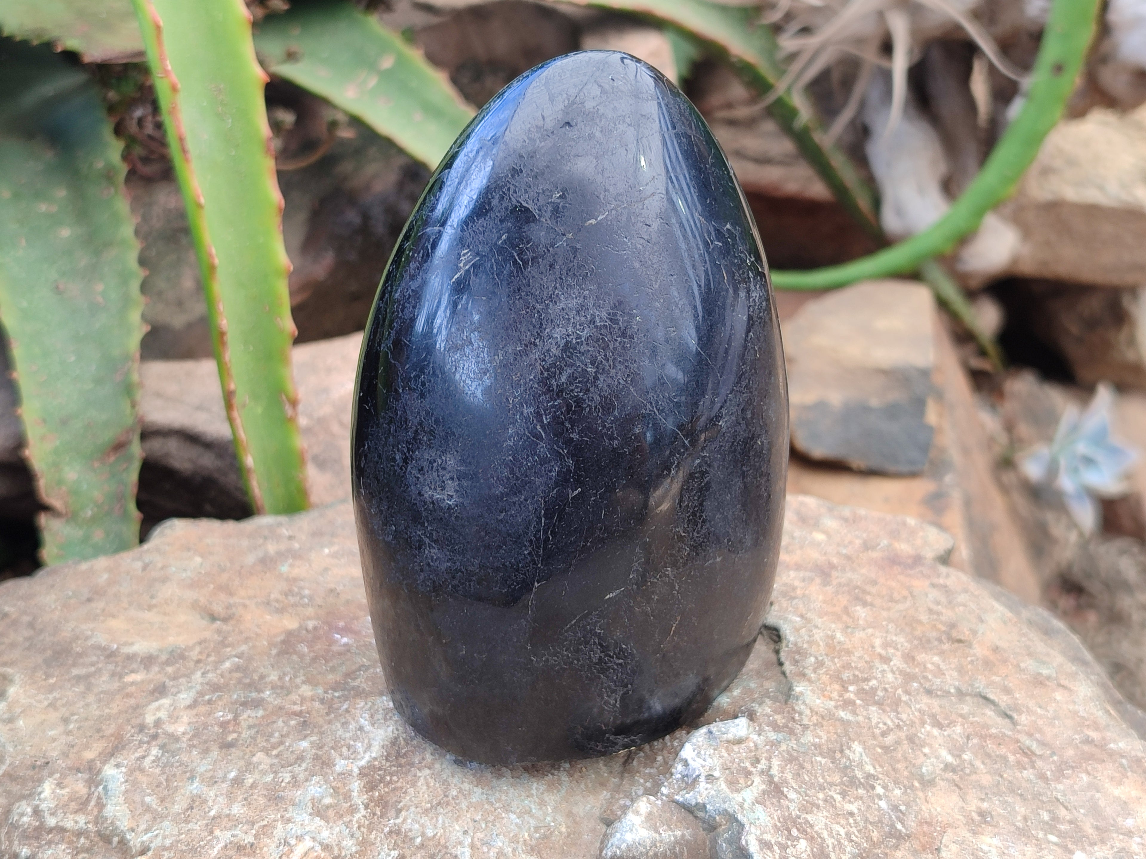Polished Black Tourmaline Standing Free Forms x 2 From Madagascar - Toprock Gemstones and Minerals 