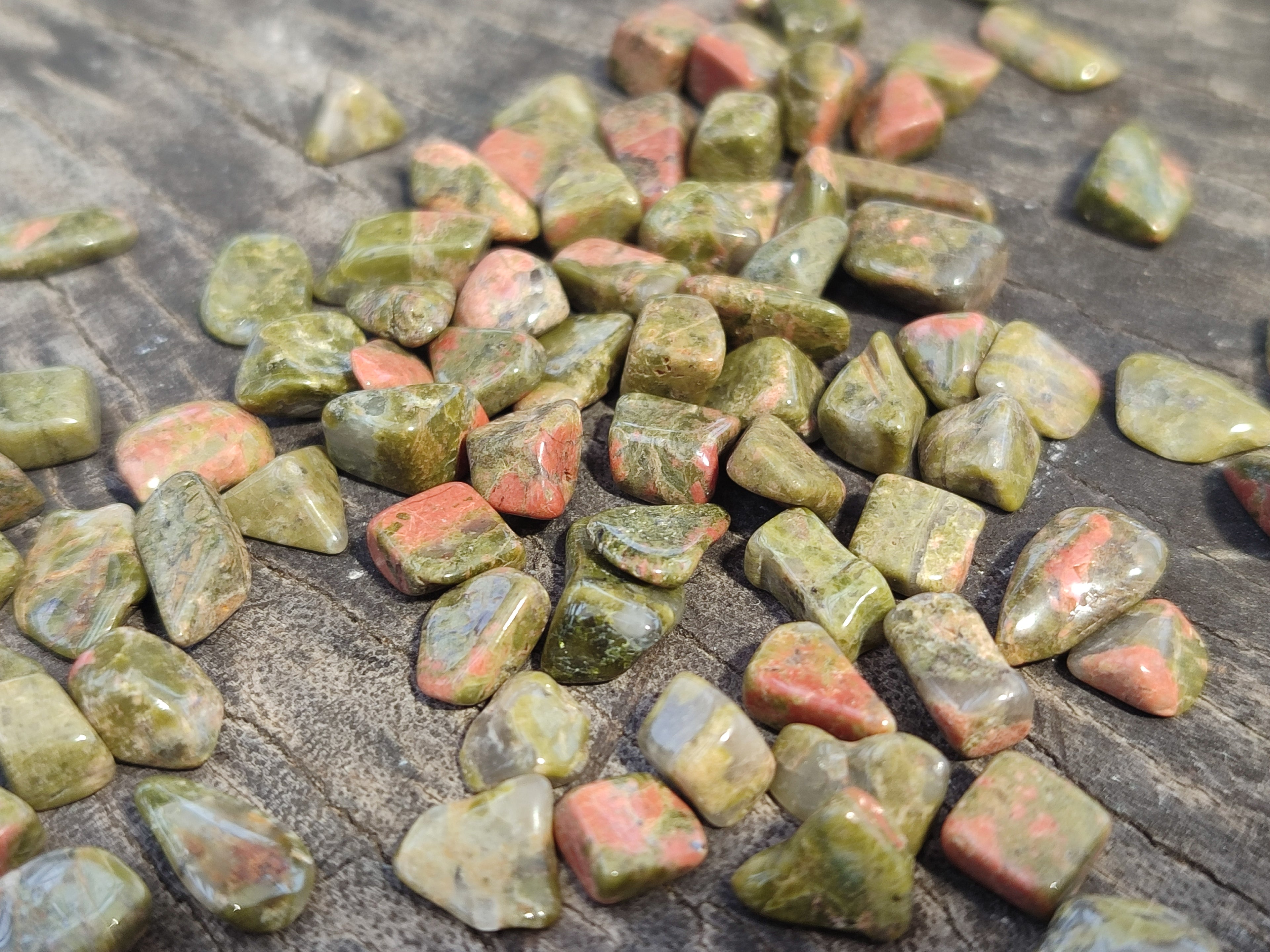 Polished Unakite Tumbled Stones - sold per kg - From South Africa - Toprock Gemstones and Minerals 