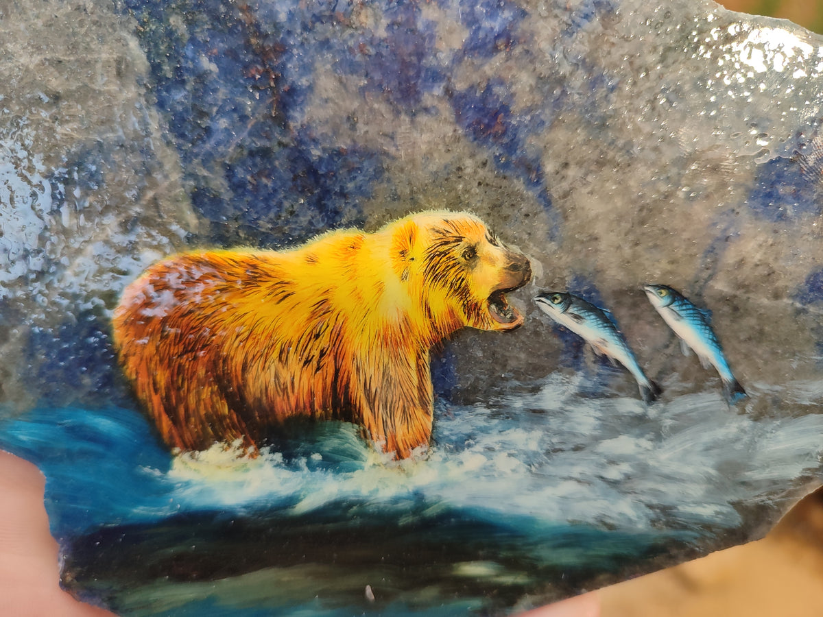 Hand Made Animal Decoupage Stone Slabs x 3 From Southern Africa - Toprock Gemstones and Minerals 