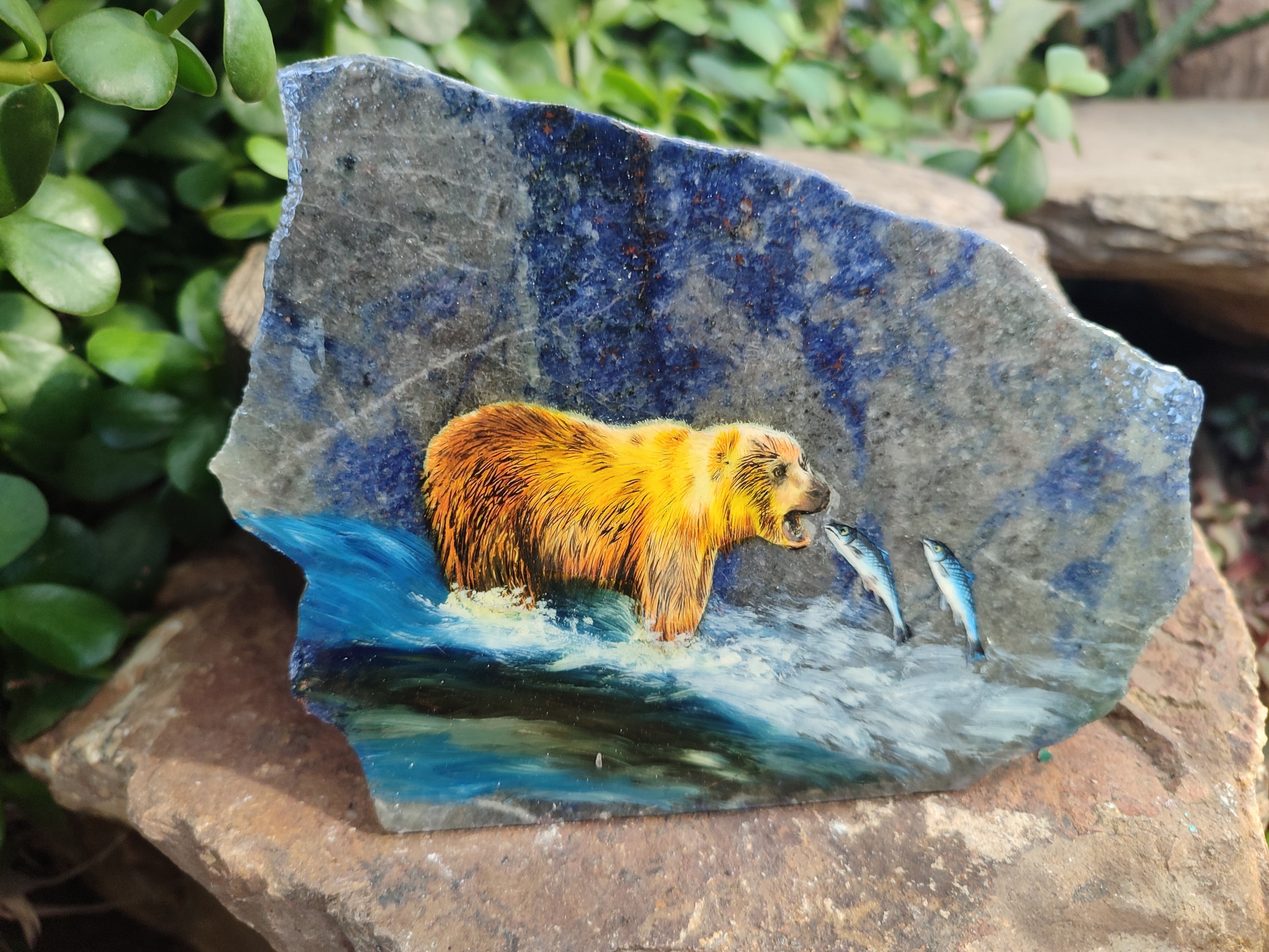 Hand Made Animal Decoupage Stone Slabs x 3 From Southern Africa - Toprock Gemstones and Minerals 