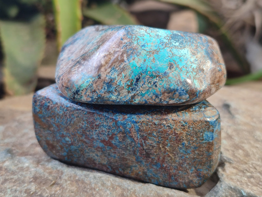 Polished Shattuckite With Azurite & Chrysocolla Free Forms x 6 From Congo - Toprock Gemstones and Minerals 