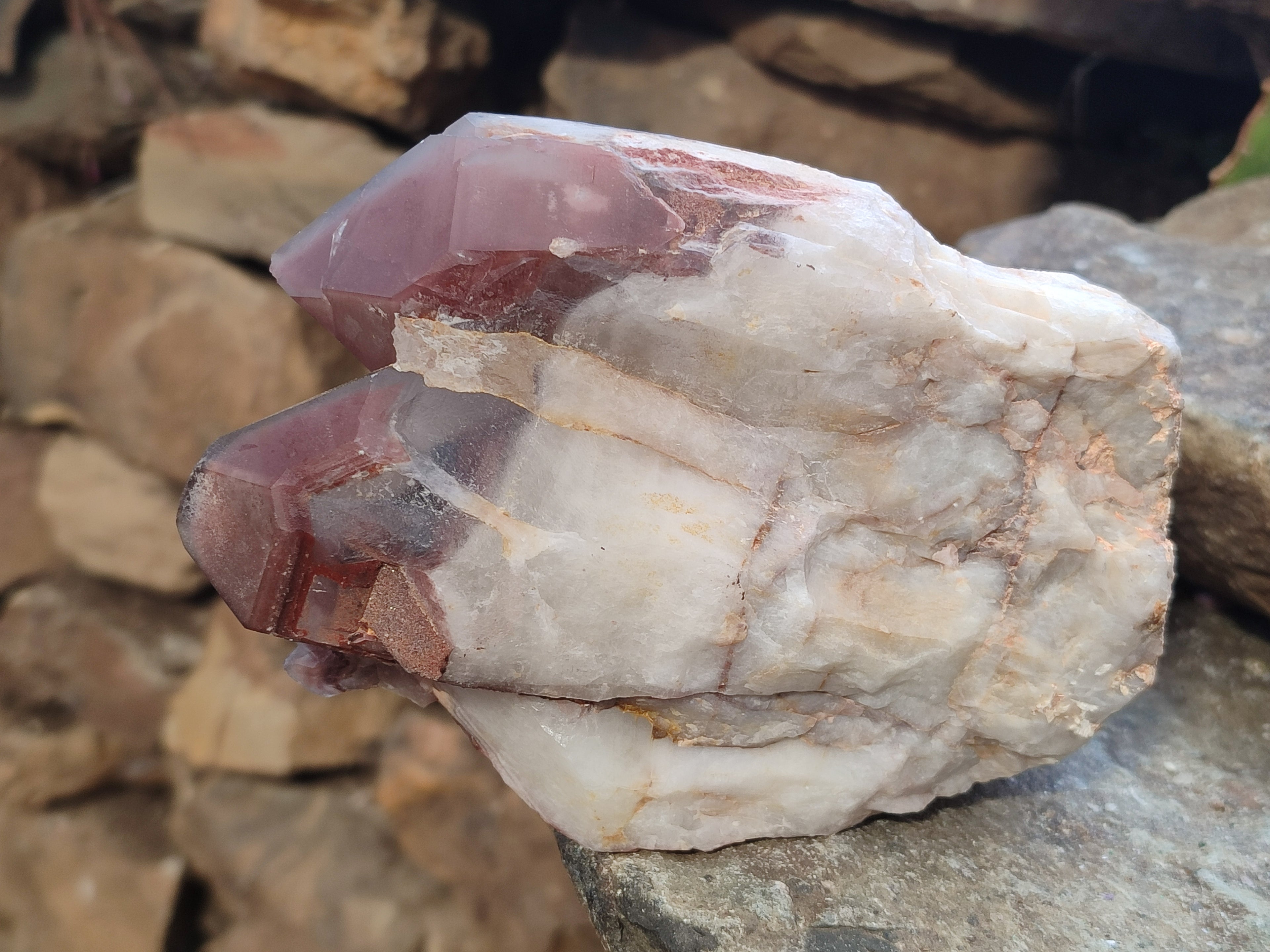 Natural Red Hematoid Quartz Clusters x 2 From Karoi, Zimbabwe - Toprock Gemstones and Minerals 