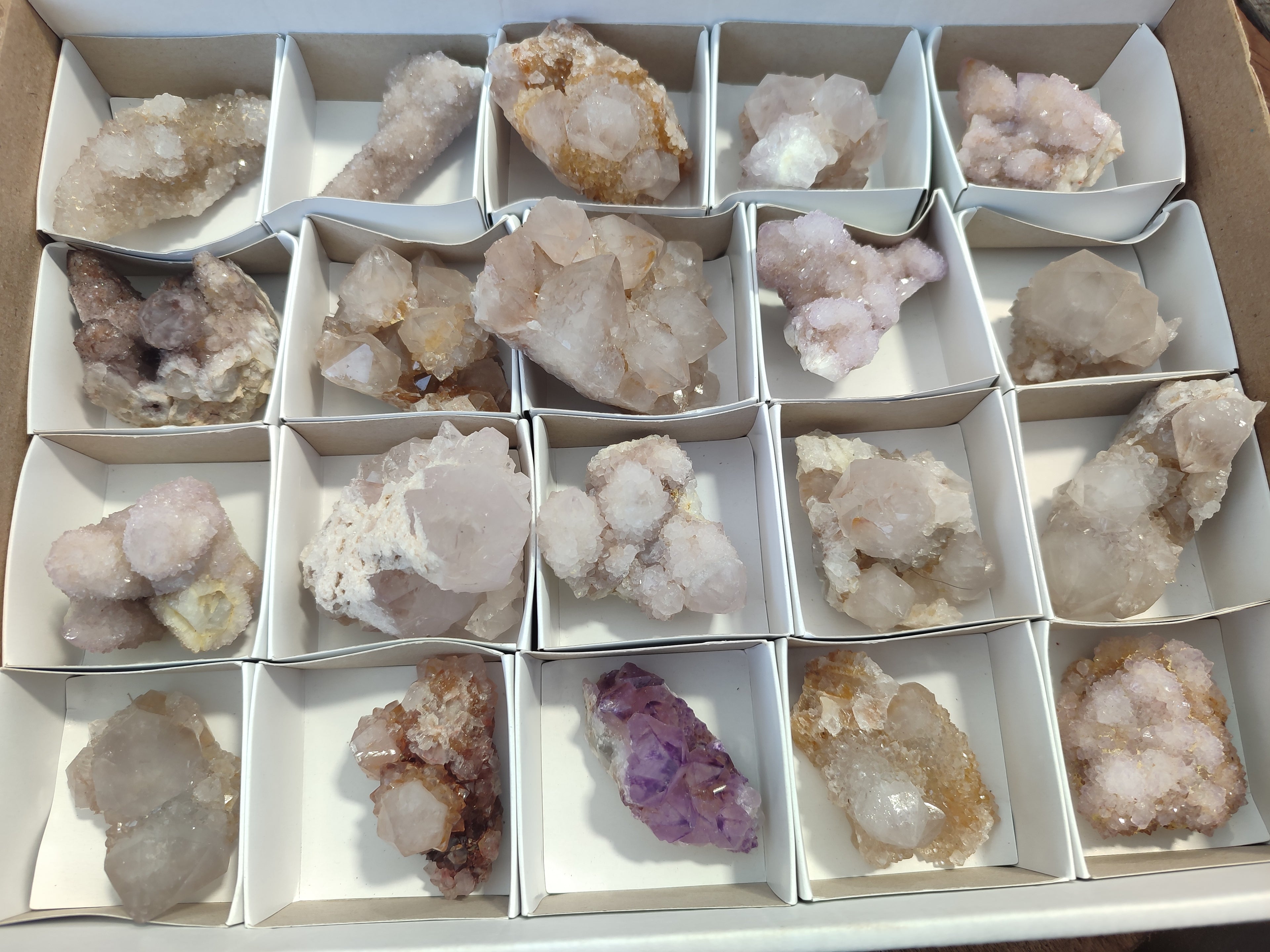 Natural Amethyst Spirit Quartz Clusters x 20 From Boekenhouthoek, South Africa - Toprock Gemstones and Minerals 
