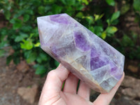 Polished Chevron Amethyst Points x 2 from Madagascar - Toprock Gemstones and Minerals 