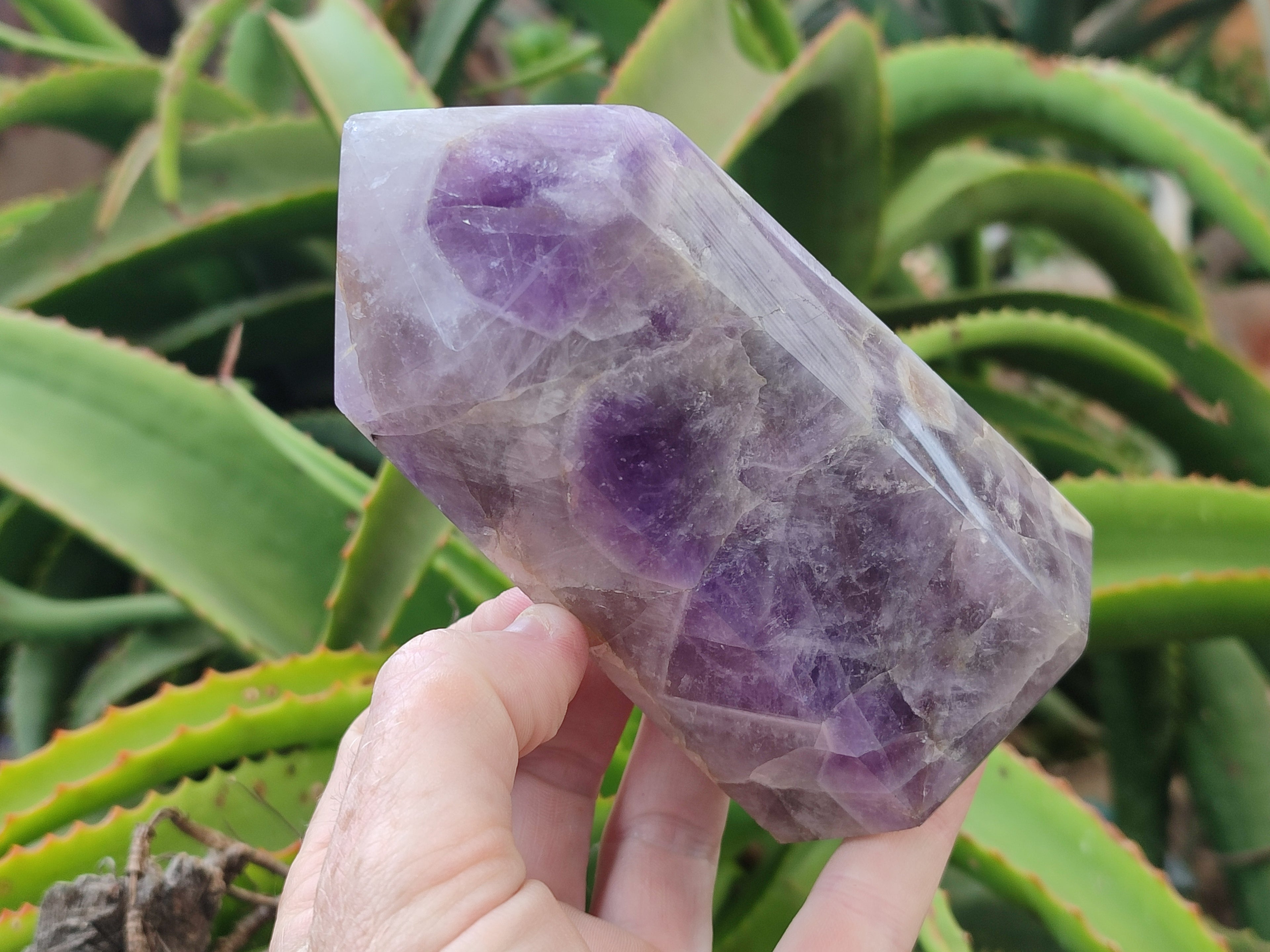 Polished Chevron Amethyst Points x 2 from Madagascar - Toprock Gemstones and Minerals 