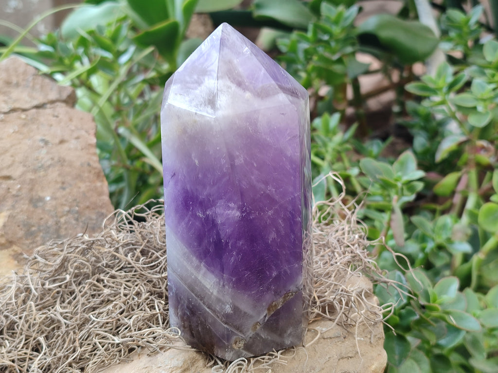 Polished Chevron Amethyst Points x 2 from Madagascar - Toprock Gemstones and Minerals 