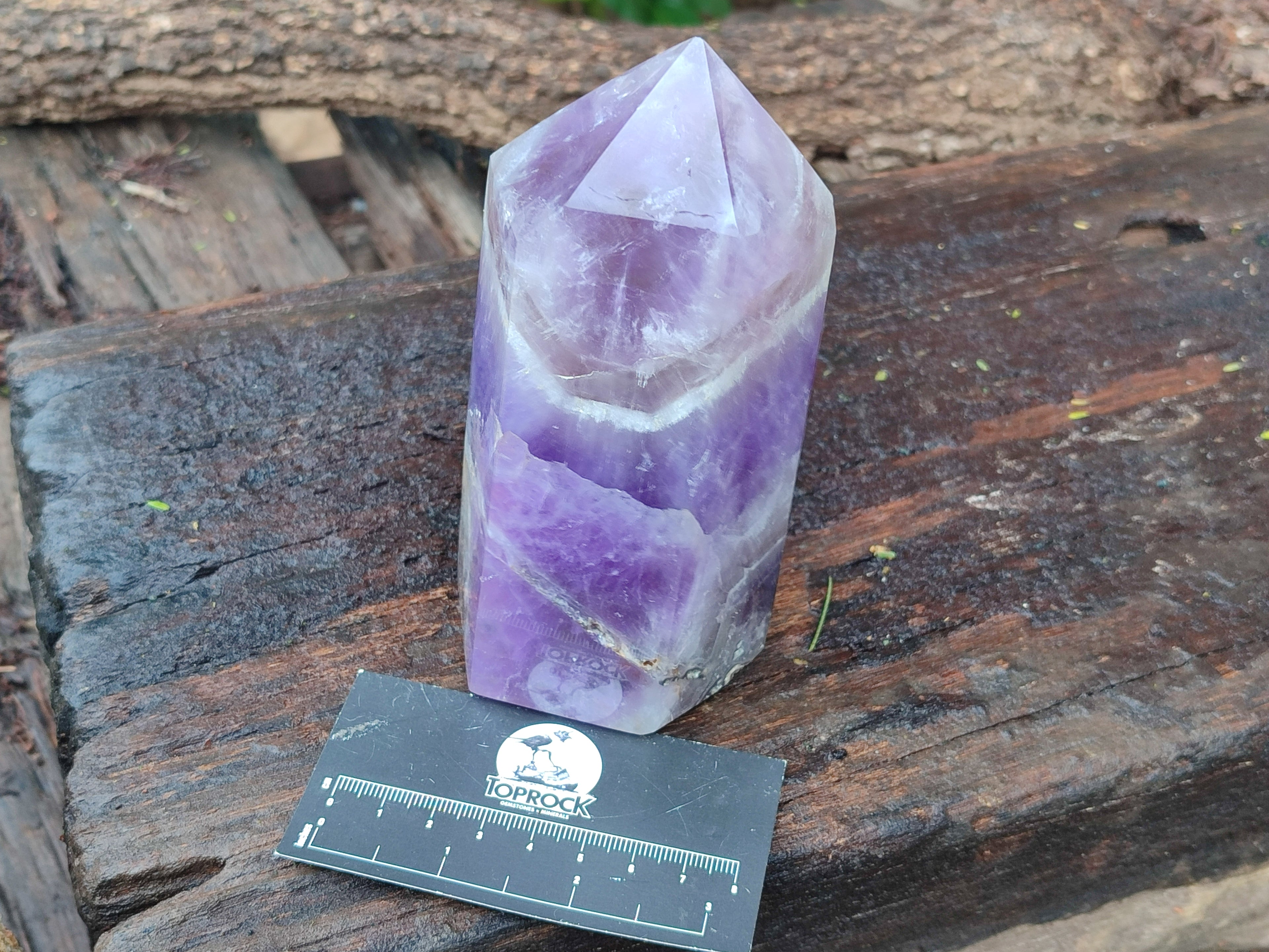 Polished Chevron Amethyst Points x 2 from Madagascar - Toprock Gemstones and Minerals 