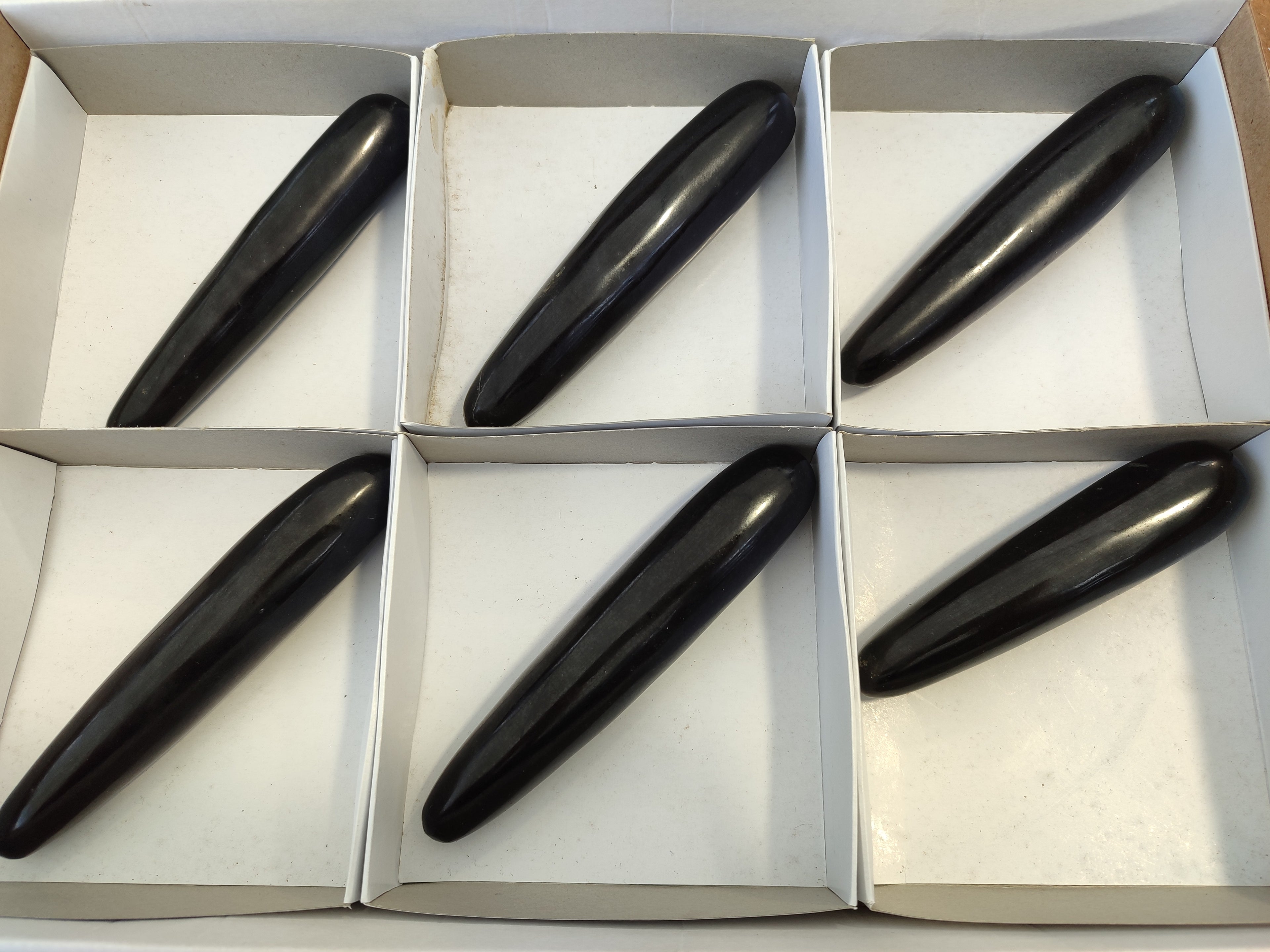 Polished Black Basalt Massage Wands x 6 From Antsirabe, Madagascar - Toprock Gemstones and Minerals 