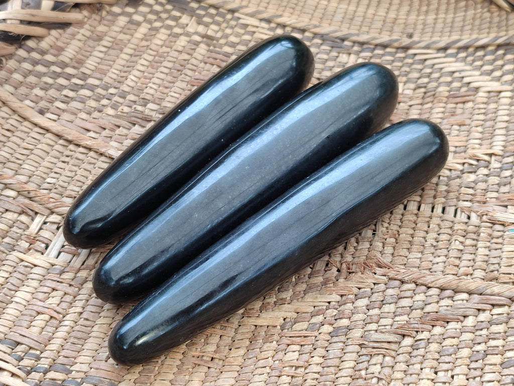 Polished Black Basalt Massage Wands x 6 From Antsirabe, Madagascar - Toprock Gemstones and Minerals 