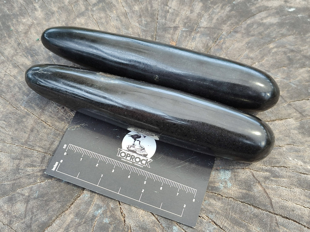 Polished Black Basalt Massage Wands x 6 From Antsirabe, Madagascar - Toprock Gemstones and Minerals 