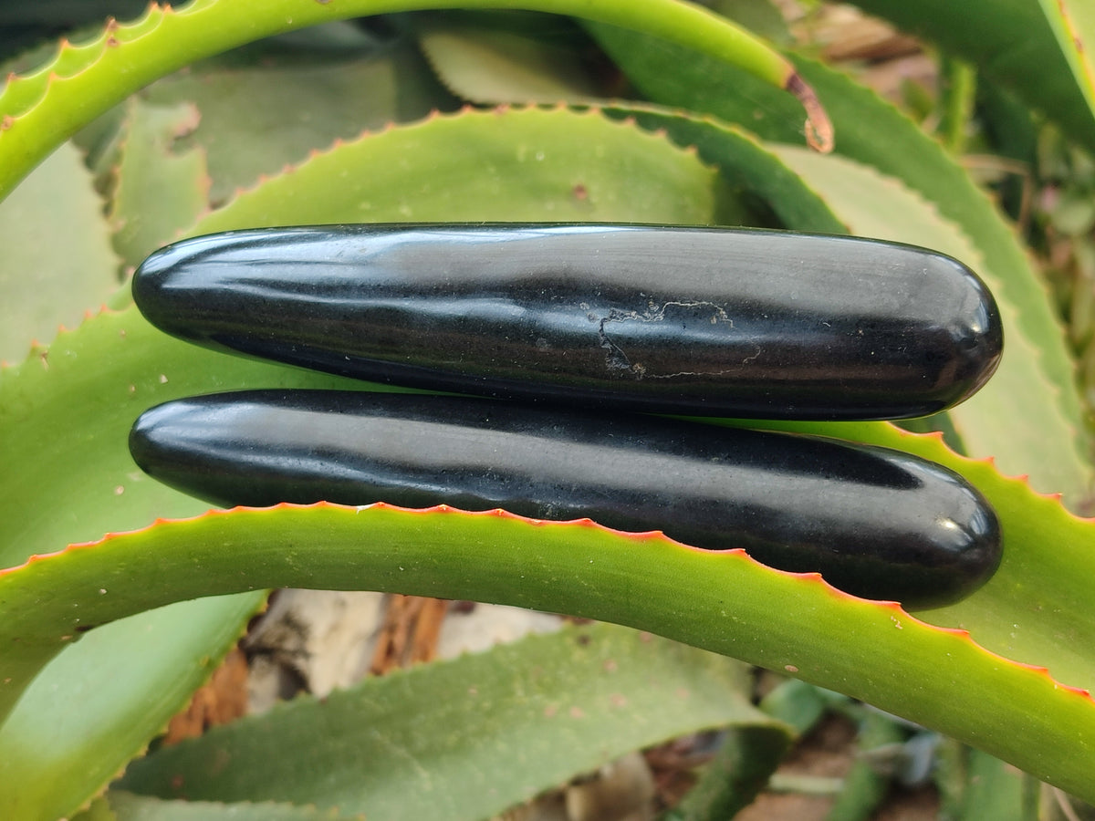 Polished Black Basalt Massage Wands x 6 From Antsirabe, Madagascar - Toprock Gemstones and Minerals 