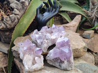 Natural Jacaranda Amethyst Quartz Clusters x 3 from Mumbwa, Zambia - Toprock Gemstones and Minerals 