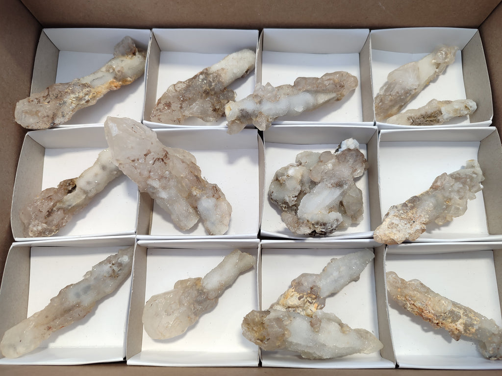 Natural Drusy Quartz Coated Calcite Pseudomorph Specimens x 14 From Alberts Mountain, Lesotho - Toprock Gemstones and Minerals 