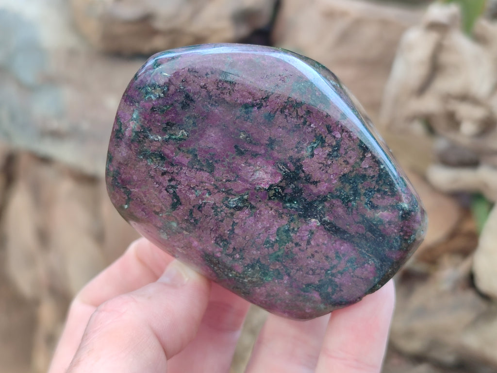 Polished Ruby Corundum In Chrome Verdite Standing Free Forms x 3 From Zimbabwe - Toprock Gemstones and Minerals 