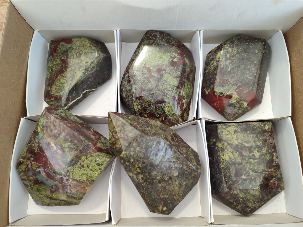Polished Bastite Dragons Blood Stone Points x 6 From Tshipise, South Africa - Toprock Gemstones and Minerals 