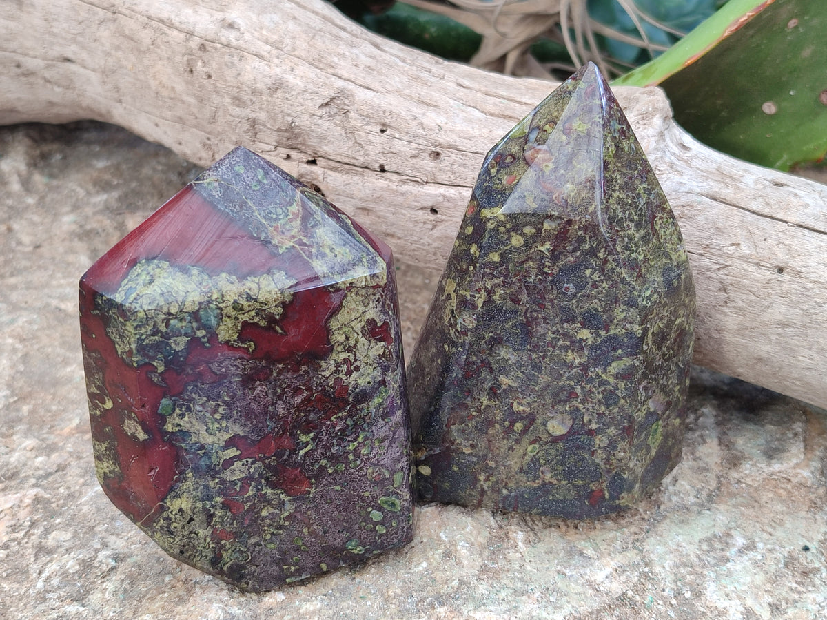 Polished Bastite Dragons Blood Stone Points x 6 From Tshipise, South Africa - Toprock Gemstones and Minerals 
