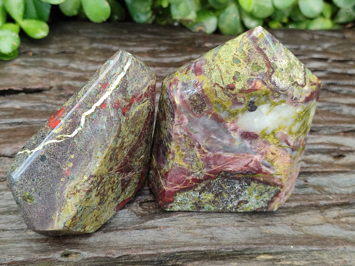 Polished Bastite Dragons Blood Stone Points x 6 From Tshipise, South Africa - Toprock Gemstones and Minerals 
