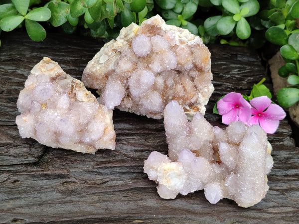 Natural Amethyst Spirit Quartz Clusters x 3 From Boekenhouthoek, South Africa