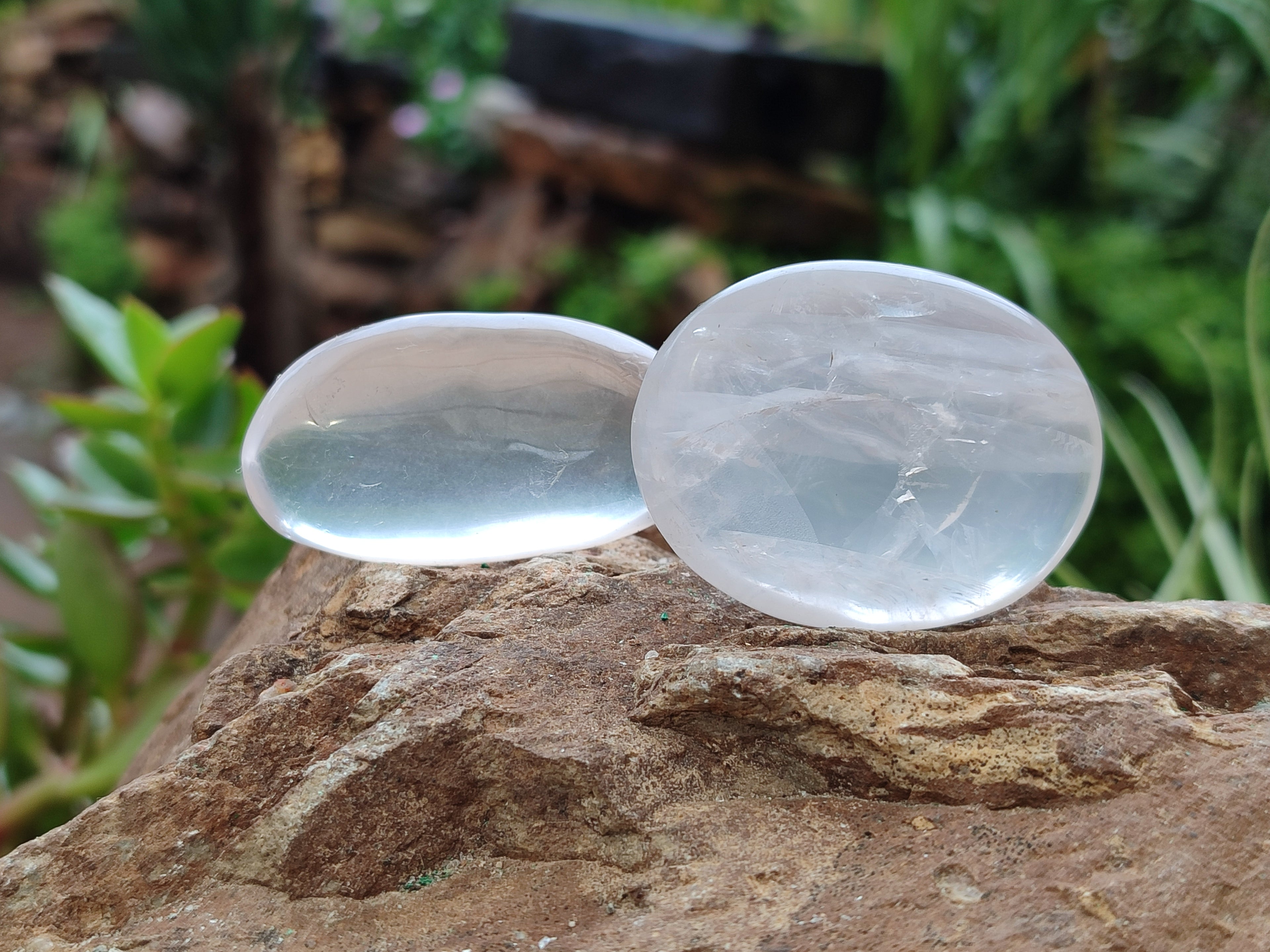 Polished Girasol Pearl Quartz Palm Stones x 23 From Ambatondrazaka, Madagascar - Toprock Gemstones and Minerals 