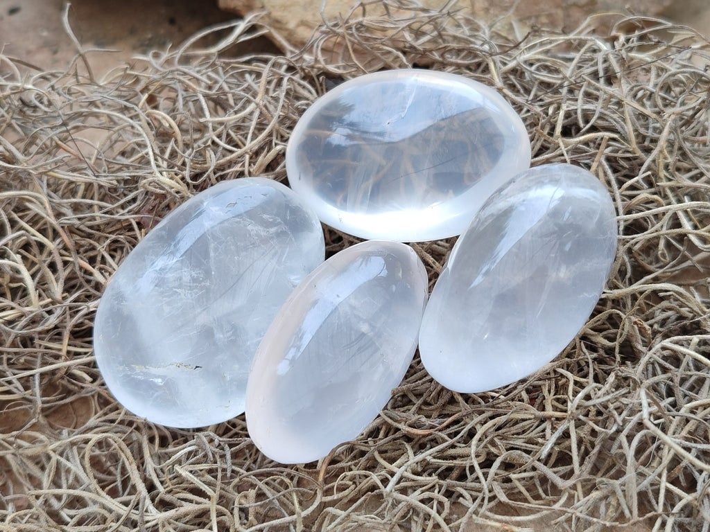 Polished Girasol Pearl Quartz Palm Stones x 23 From Ambatondrazaka, Madagascar - Toprock Gemstones and Minerals 