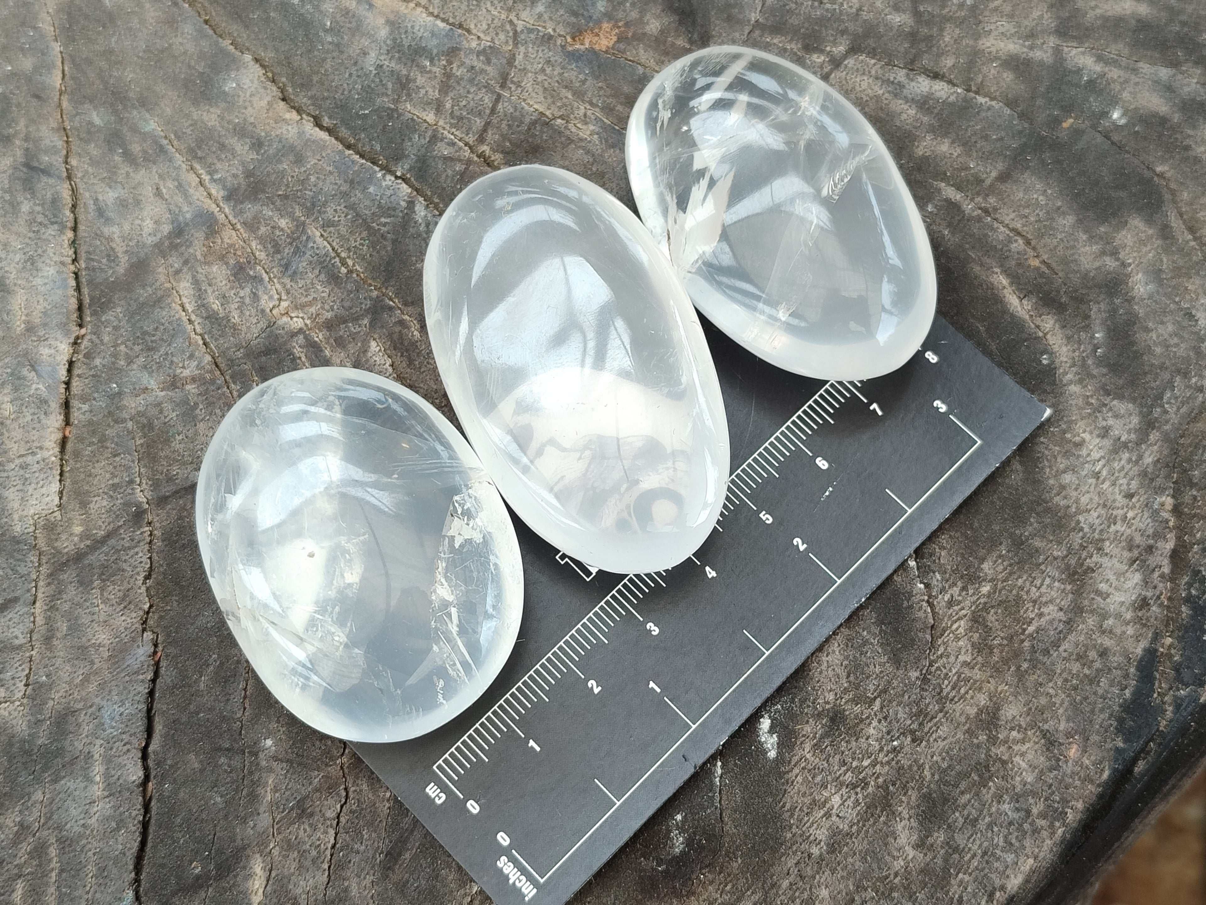 Polished Girasol Pearl Quartz Palm Stones x 23 From Ambatondrazaka, Madagascar - Toprock Gemstones and Minerals 