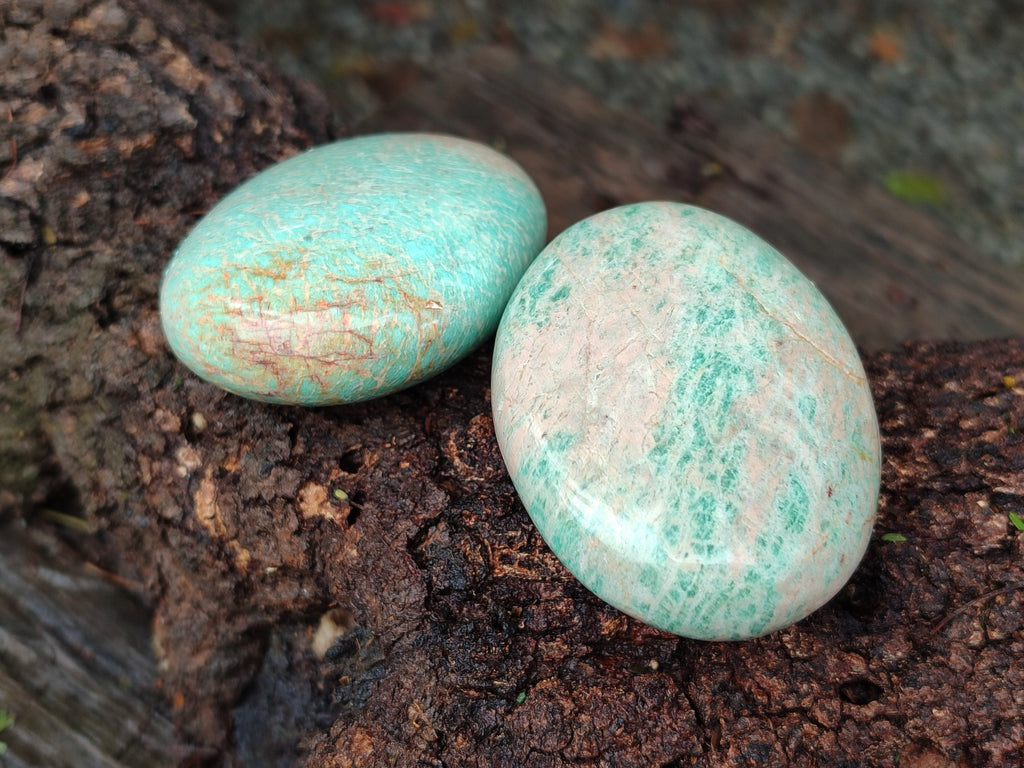 Polished Amazonite Palm Stones x 12 from Zimbabwe - Toprock Gemstones and Minerals 