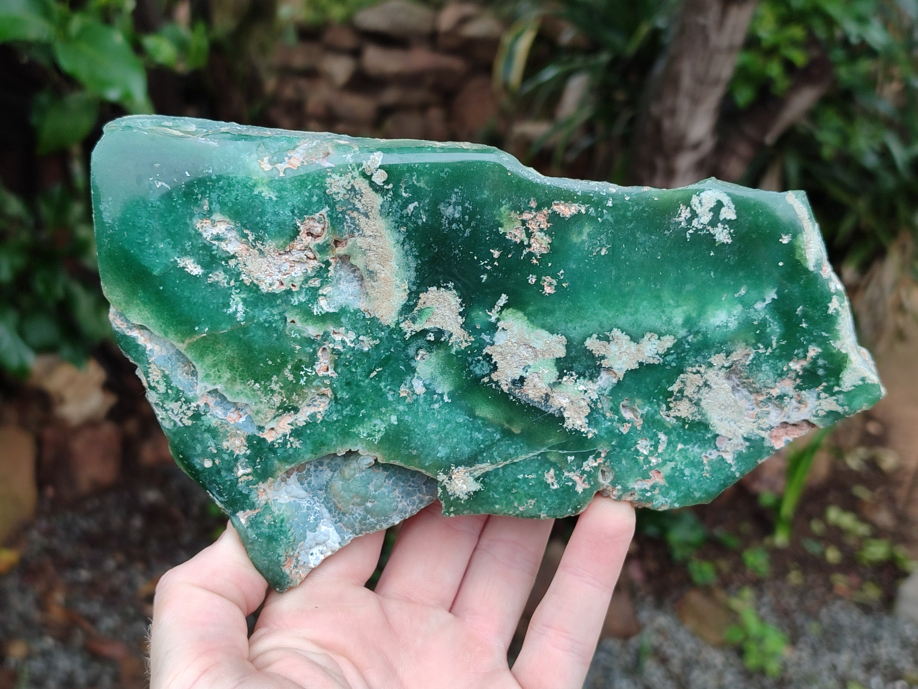Polished On One Side Emerald Mtorolite Plates x 3 From Mutorashanga, Zimbabwe - Toprock Gemstones and Minerals 