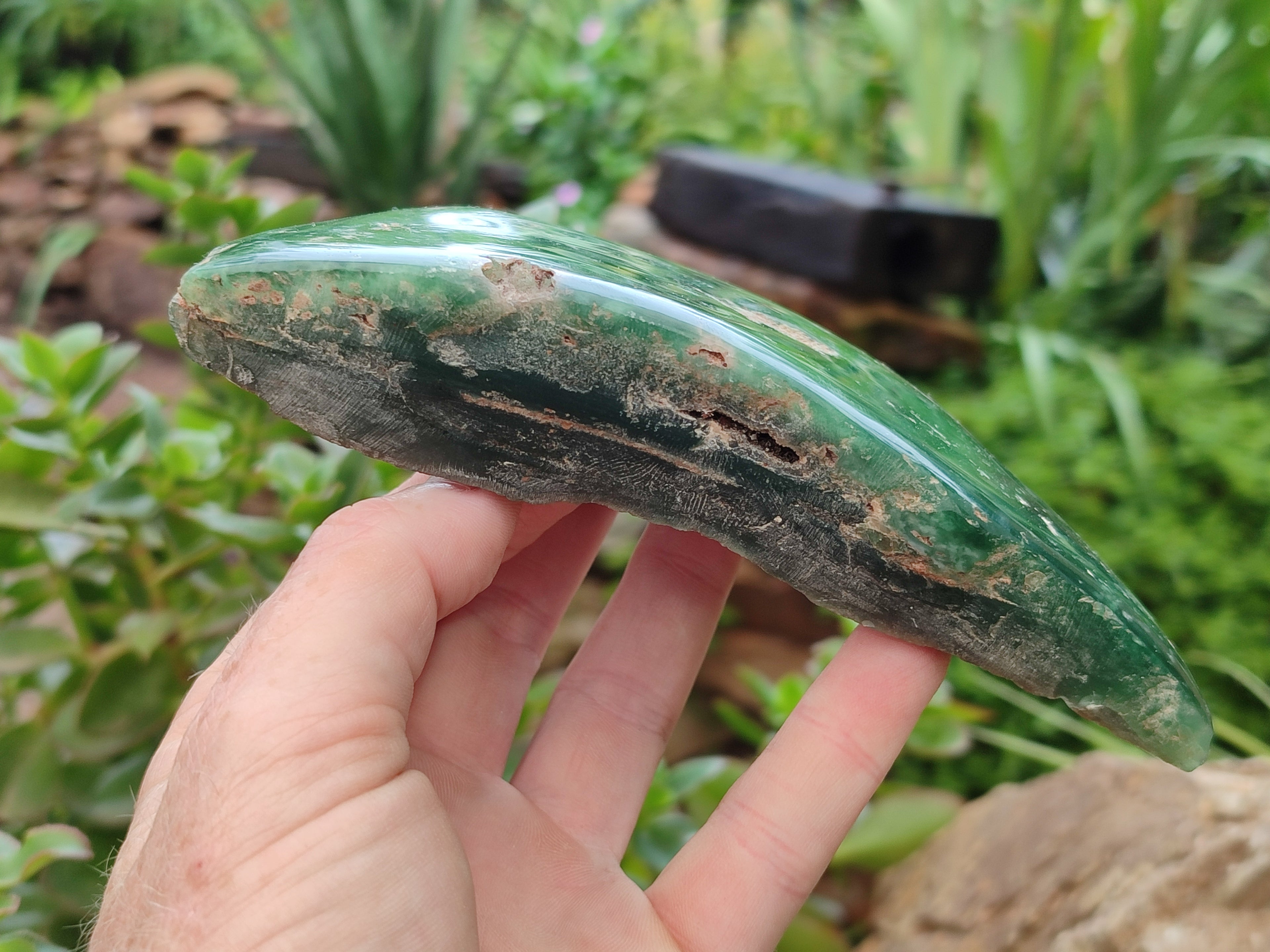 Polished On One Side Emerald Mtorolite Plates x 3 From Mutorashanga, Zimbabwe - Toprock Gemstones and Minerals 