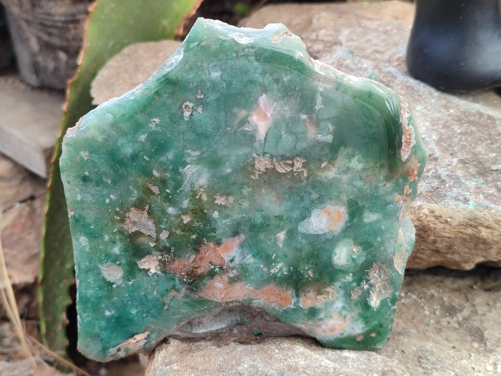 Polished On One Side Emerald Mtorolite Plates x 3 From Mutorashanga, Zimbabwe - Toprock Gemstones and Minerals 
