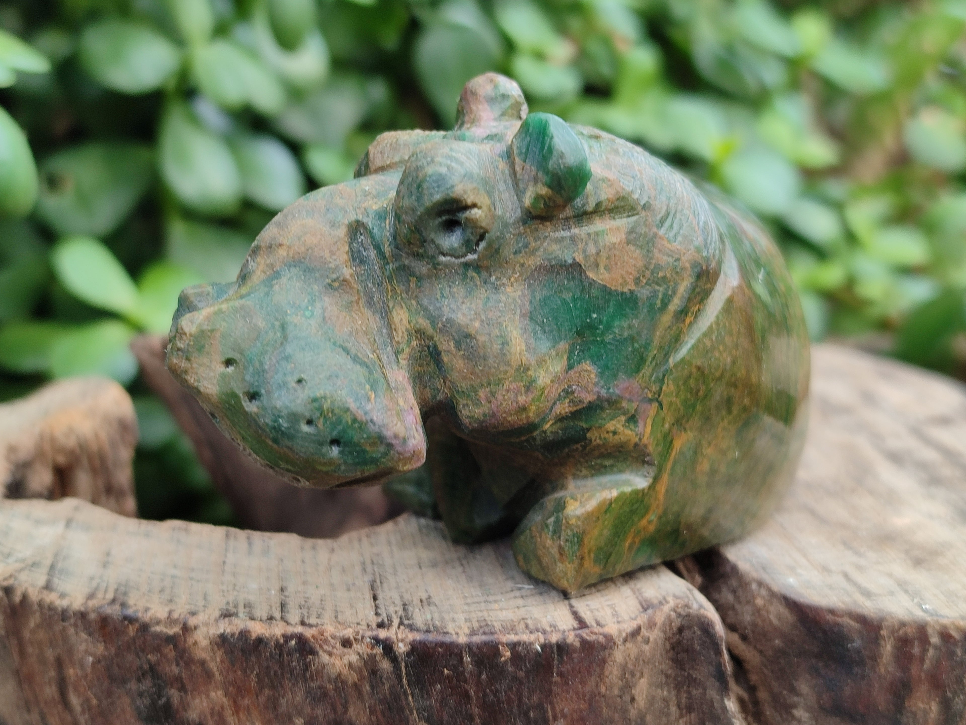 Hand Made Ruby Corundum In Chrome Verdite Carvings x 3 From Zimbabwe - Toprock Gemstones and Minerals 