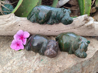Hand Made Ruby Corundum In Chrome Verdite Carvings x 3 From Zimbabwe - Toprock Gemstones and Minerals 