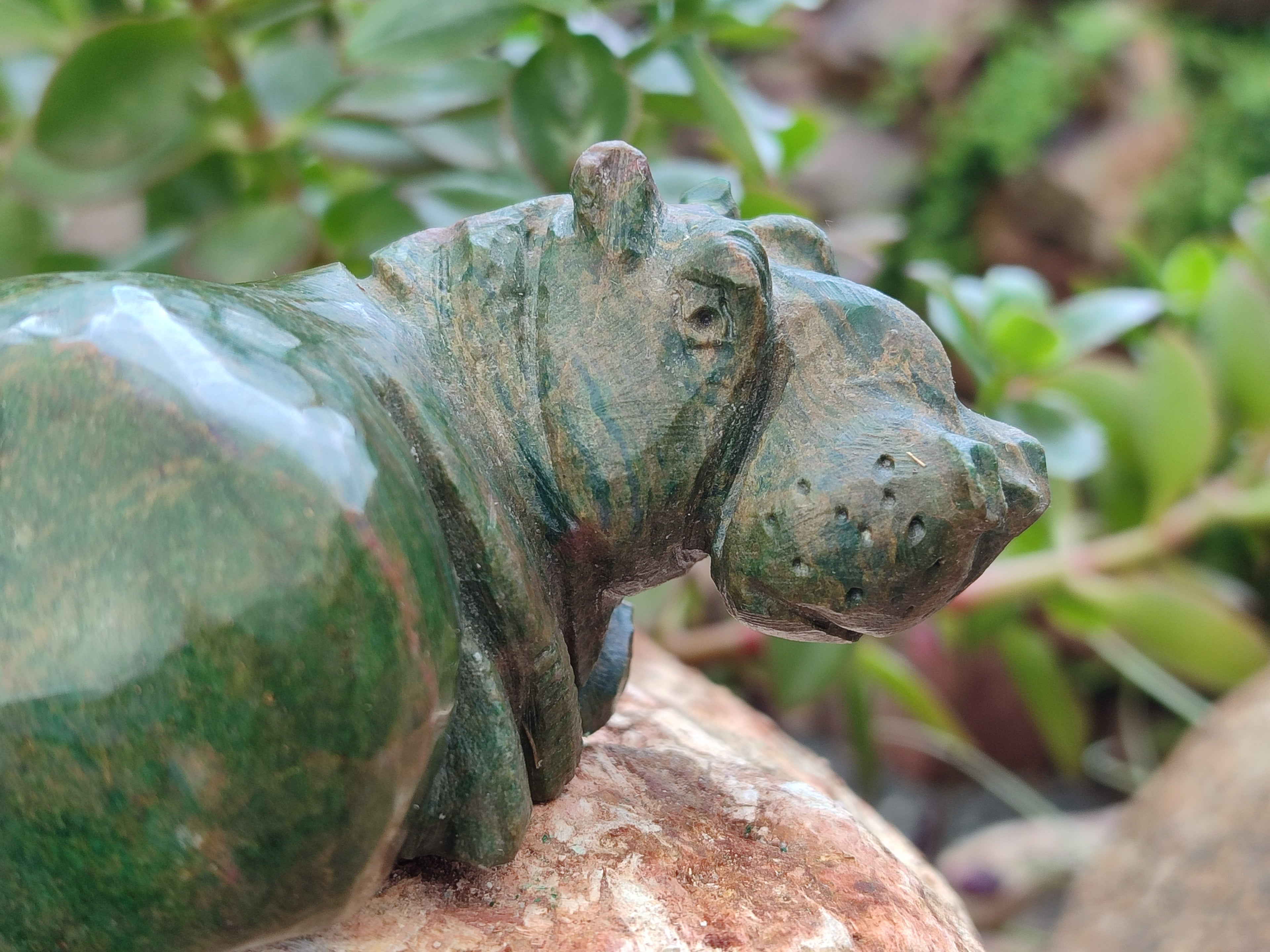Hand Made Ruby Corundum In Chrome Verdite Carvings x 3 From Zimbabwe - Toprock Gemstones and Minerals 