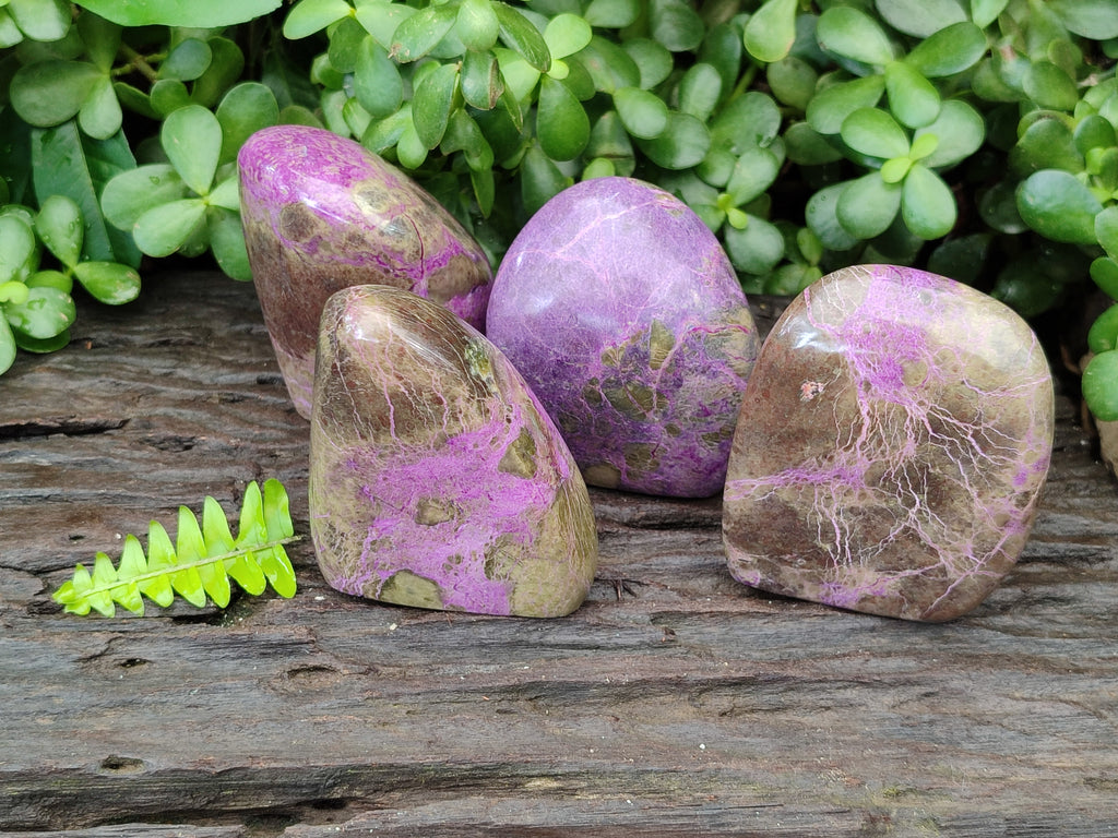 Polished Stichtite Standing Free Forms x 4 From Barberton, South Africa - Toprock Gemstones and Minerals 