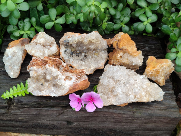 Natural Limonite Quartz Clusters x 6 From Solwezi, Zambia - Toprock Gemstones and Minerals 