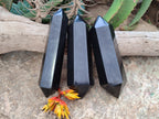 Polished Double Terminated Black Basalt Points x 3 From Antsirabe, Madagascar - Toprock Gemstones and Minerals 