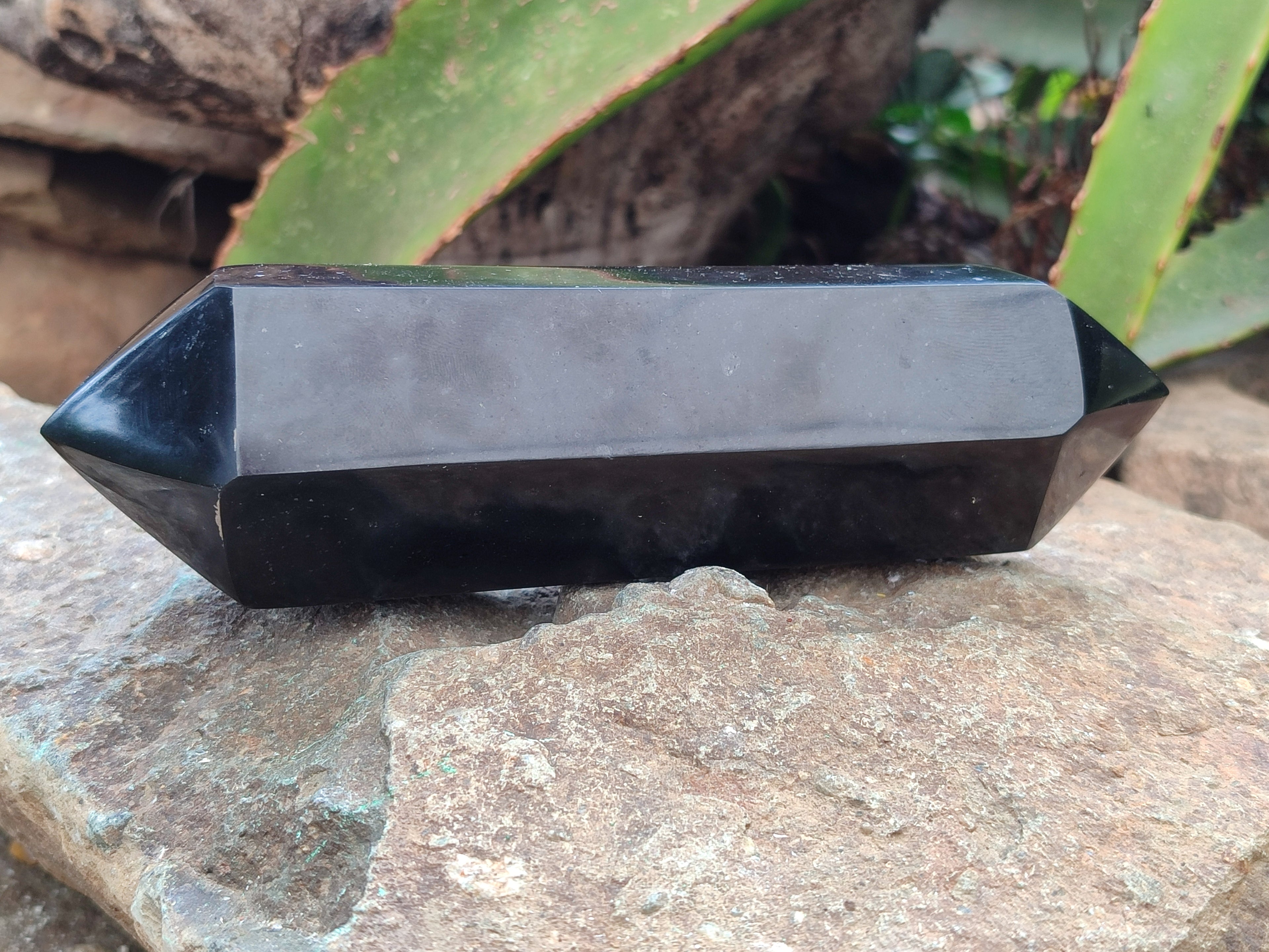 Polished Double Terminated Black Basalt Points x 3 From Antsirabe, Madagascar - Toprock Gemstones and Minerals 