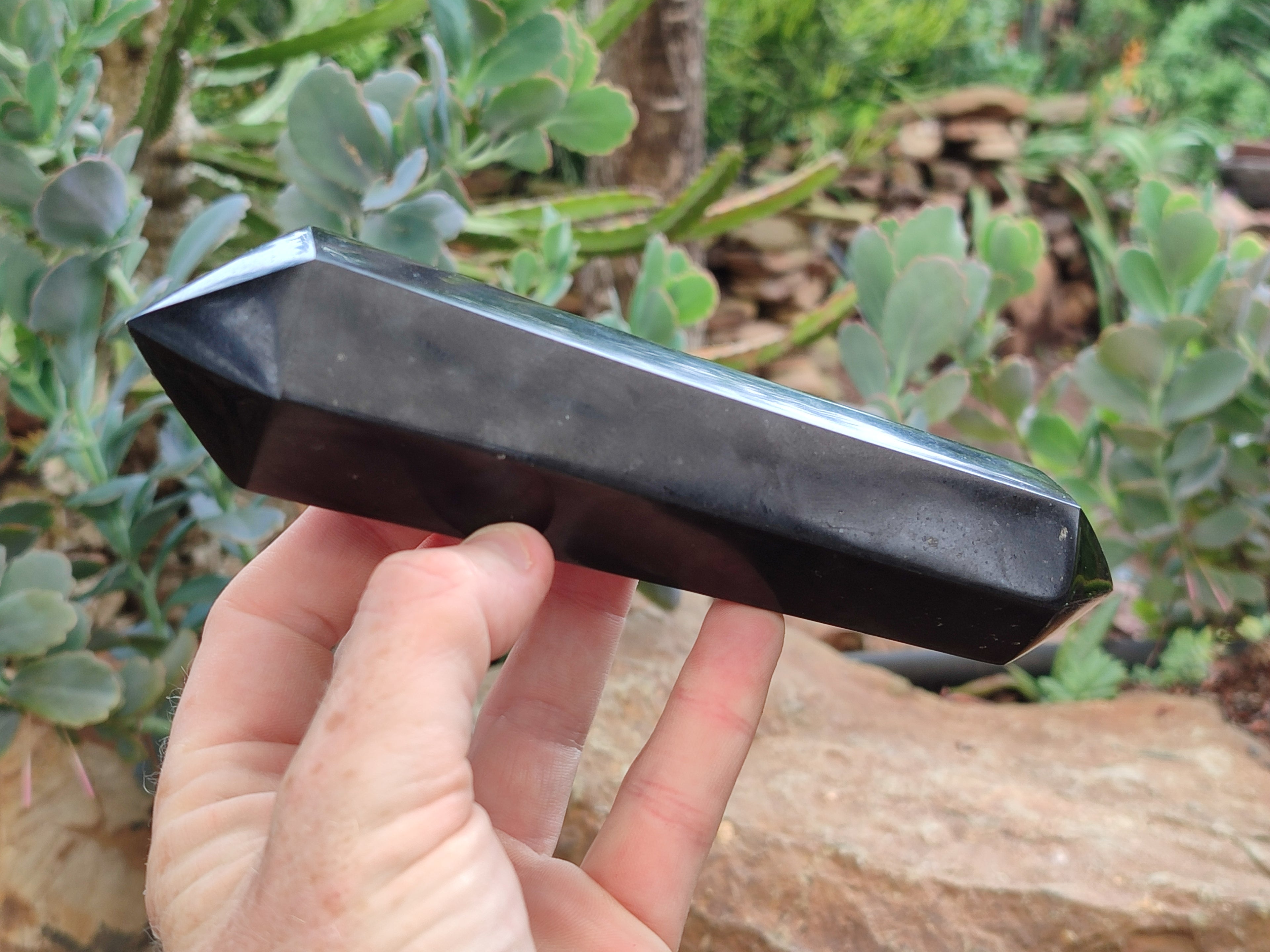 Polished Double Terminated Black Basalt Points x 3 From Antsirabe, Madagascar - Toprock Gemstones and Minerals 