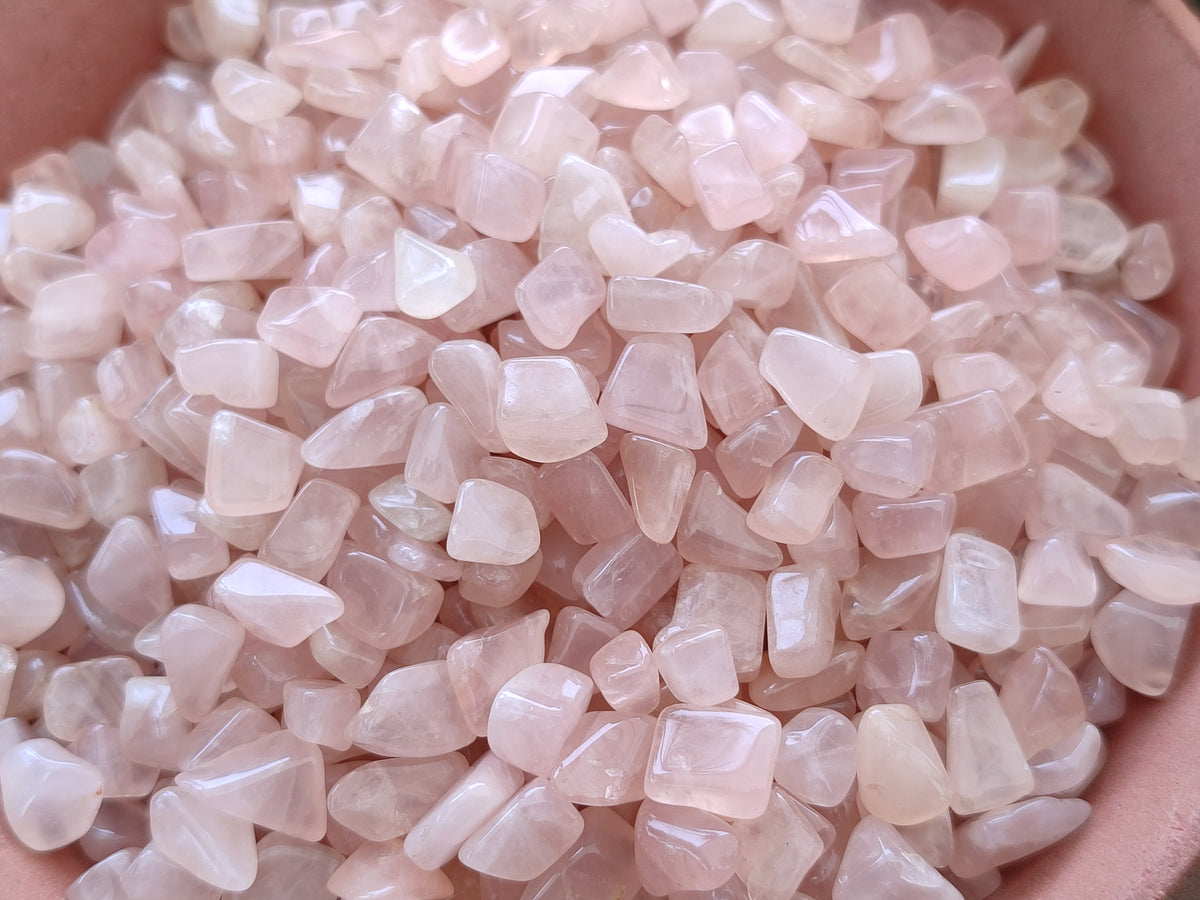 Polished Rose Quartz Chips - sold per kg - From Madagascar - Toprock Gemstones and Minerals 